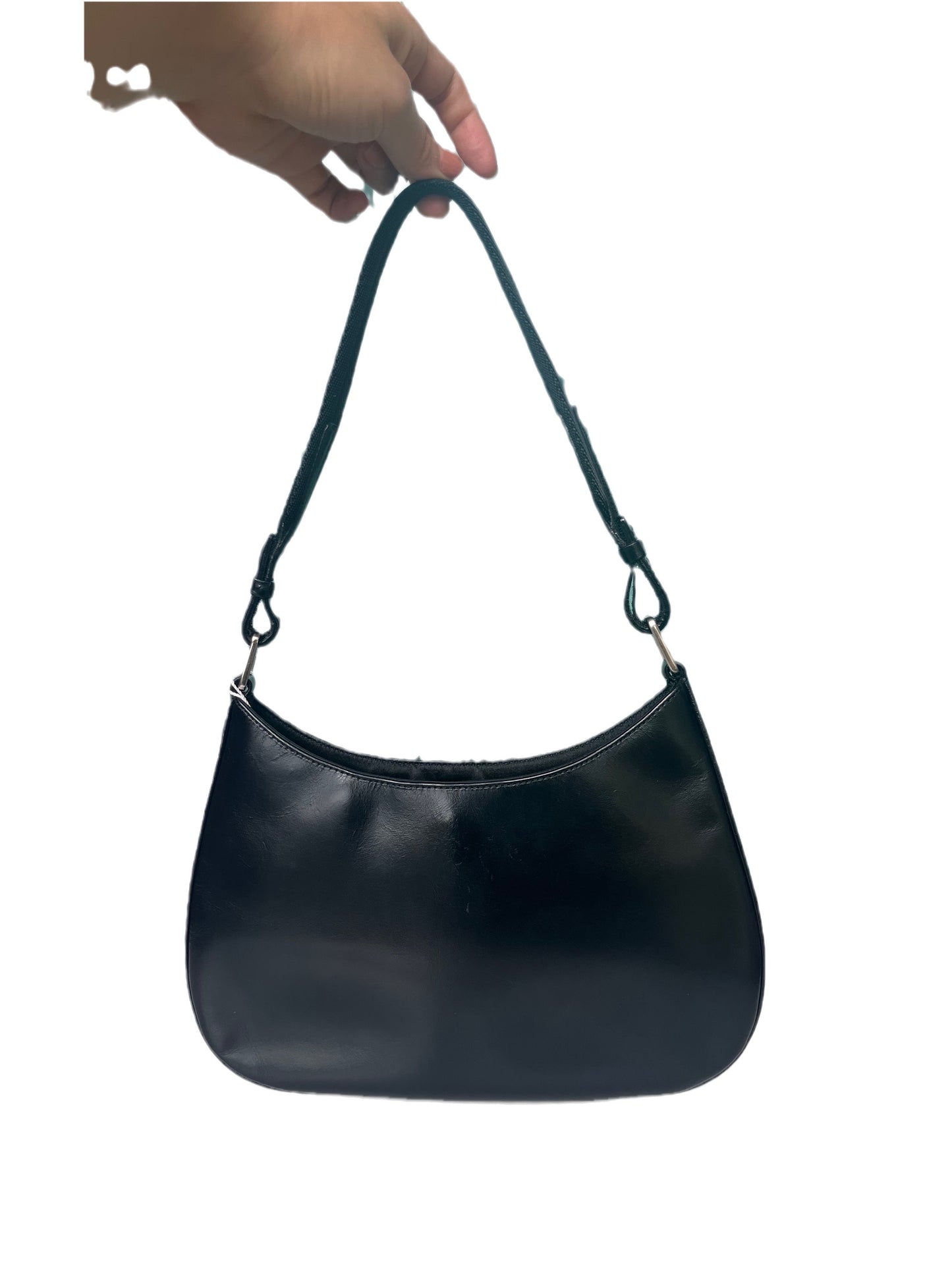 Prada Cleo Hardware Handbag Leather Black Travel Bag Hardware Handbag