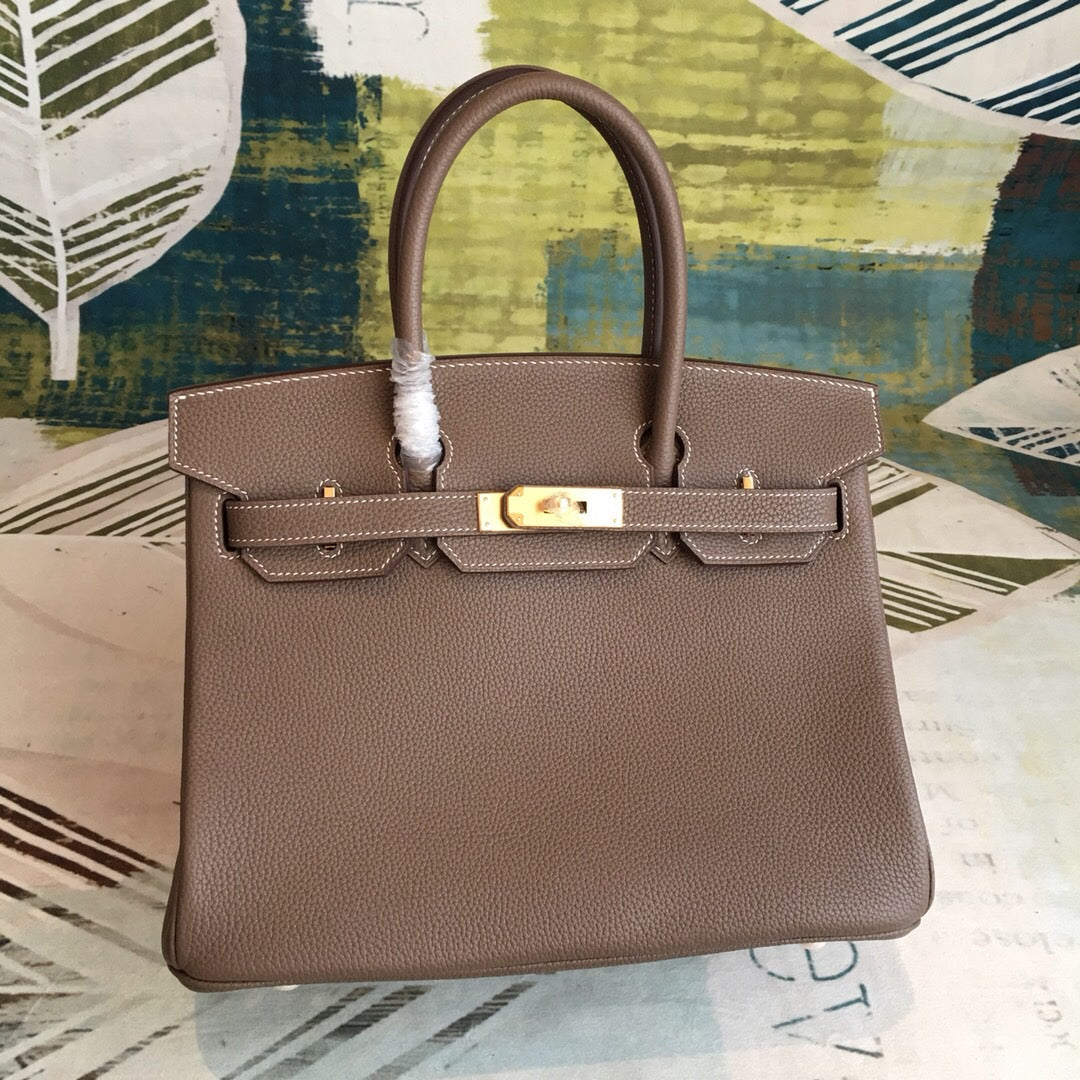 Top Quality Birkin For Women Toned Hardware Brown Gold Travel Bag