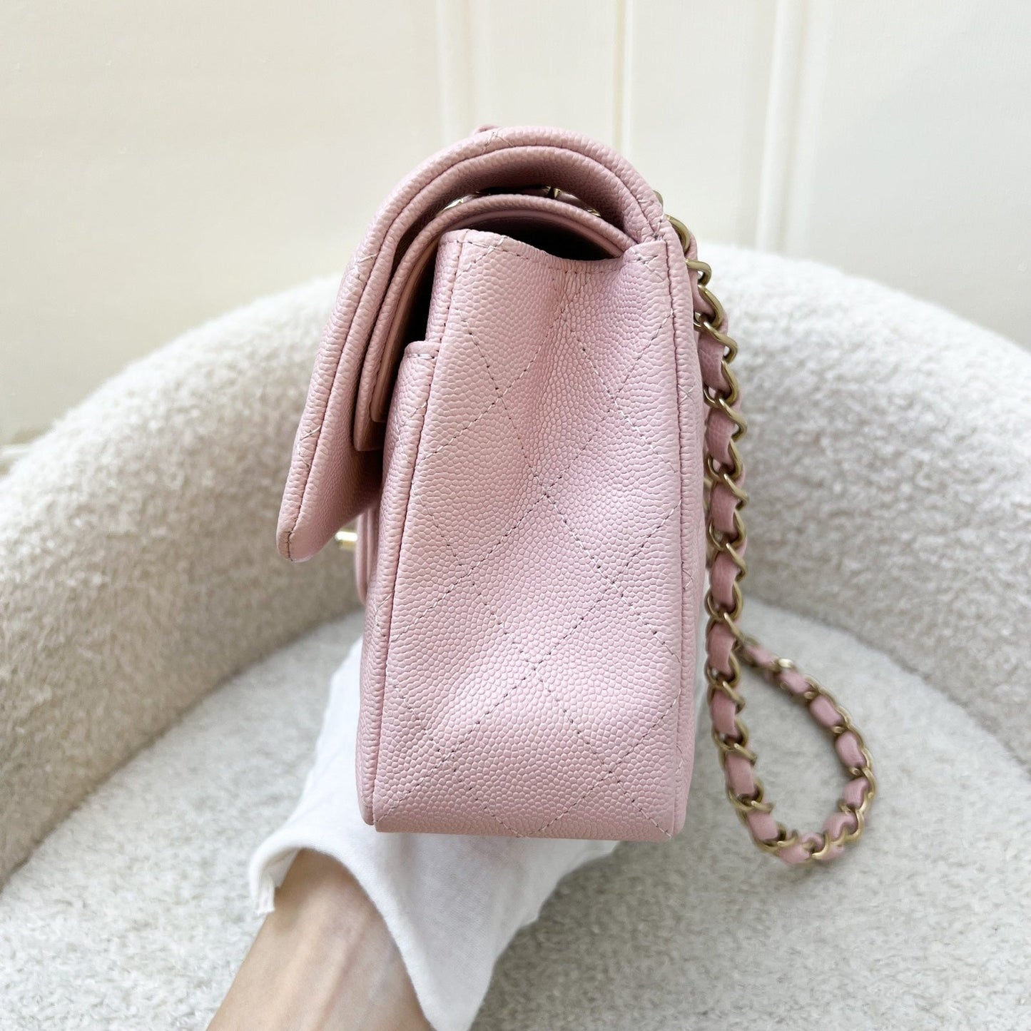 Chanel Small Classic Flap CF in Pink Caviar and LGHW Accessory