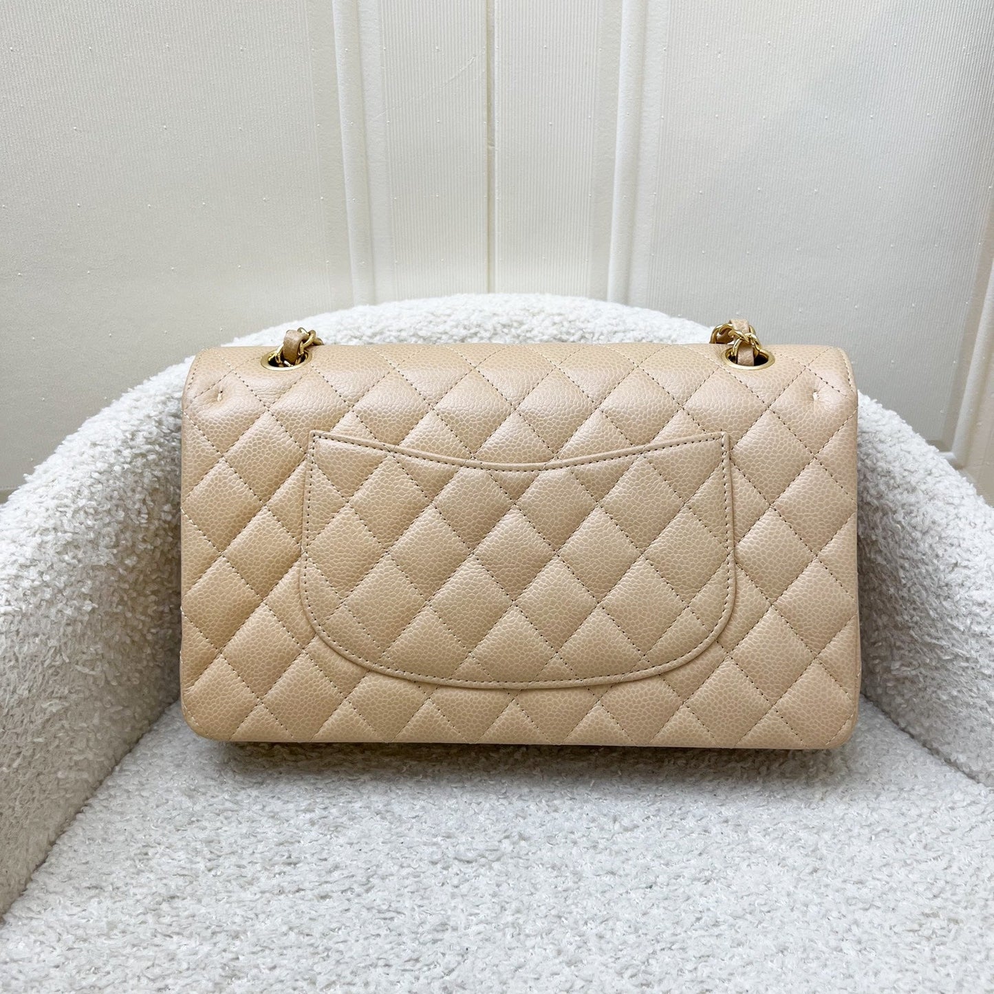Medium Classic Flap CF in Beige Caviar and GHW Accessory Classic
