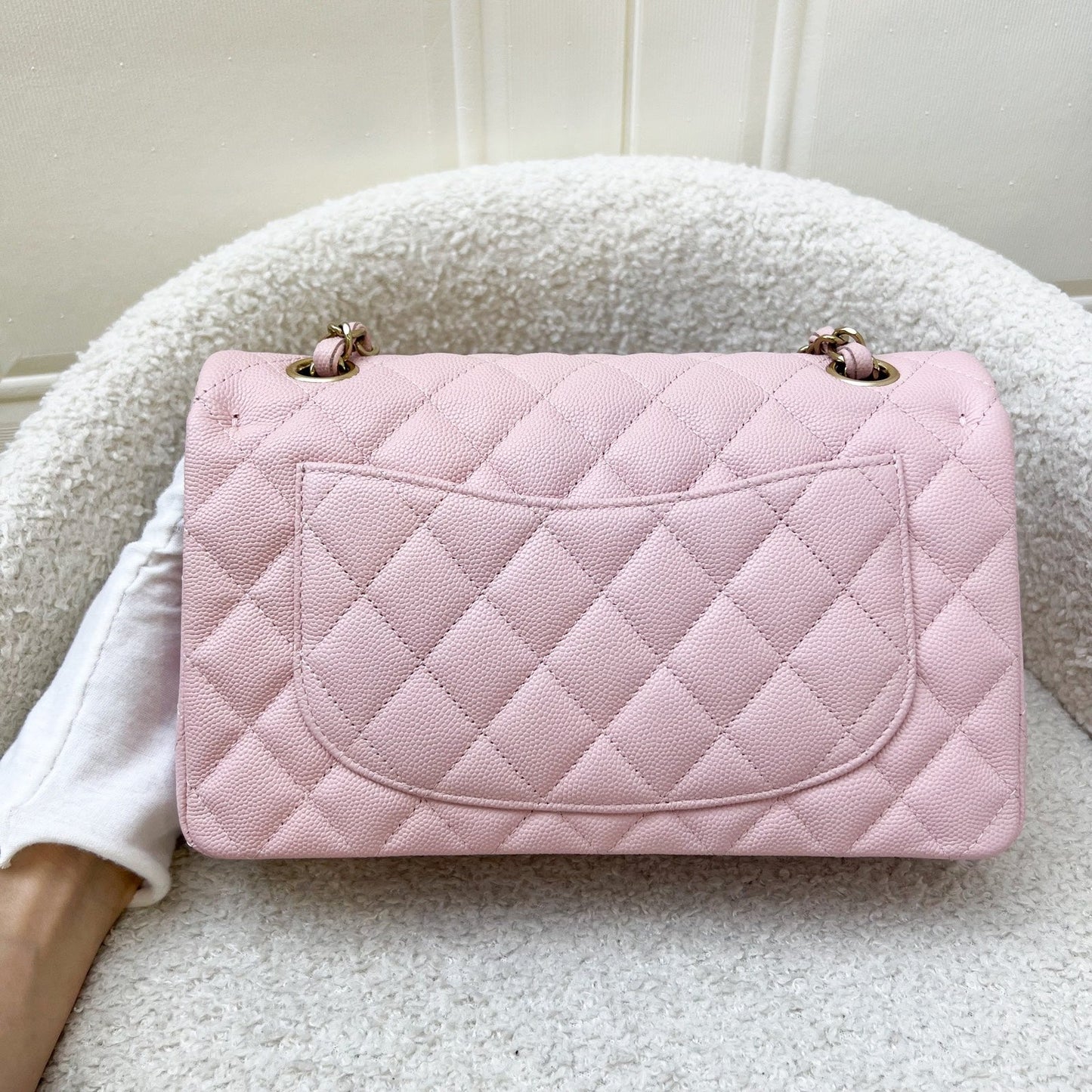 Chanel Small Classic Flap CF in Pink Caviar and LGHW Accessory
