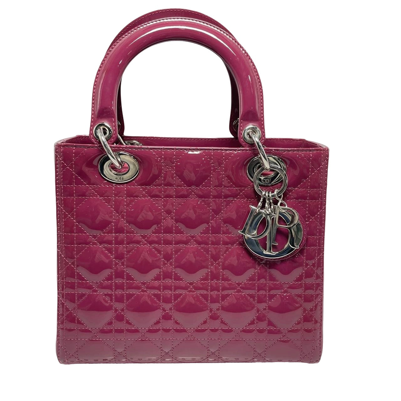 Dior Lady Purple Patent Handbag Leather Medium Travel Bag