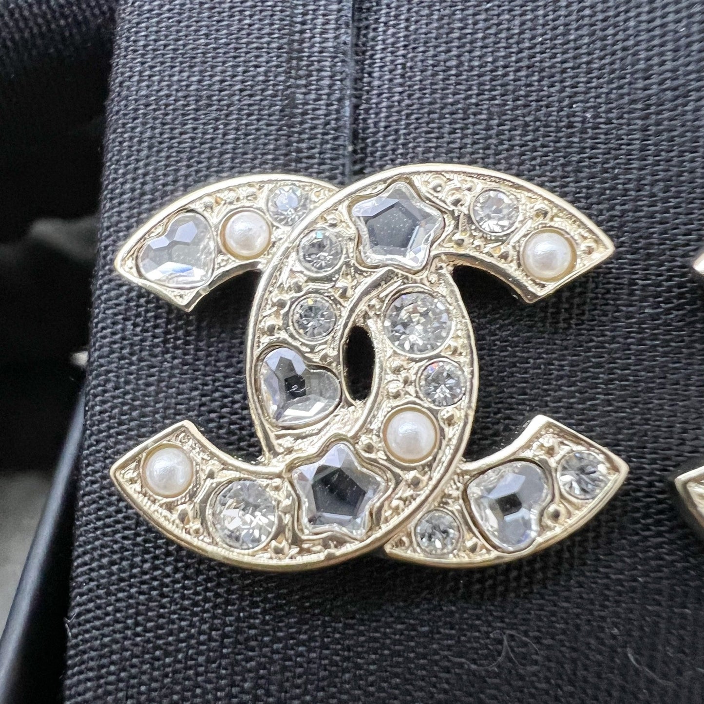 Chanel CC Logo Earrings with Diamantes in LGHW Jewelry