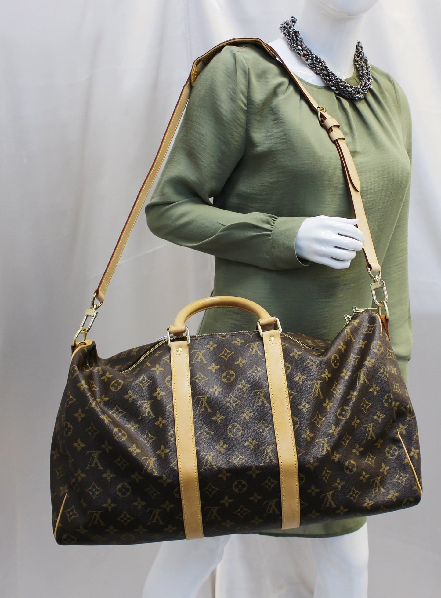 Louis Keepall Bandouliere Travel Bag Canvas Monogram Shoulder Bag Bag E4478