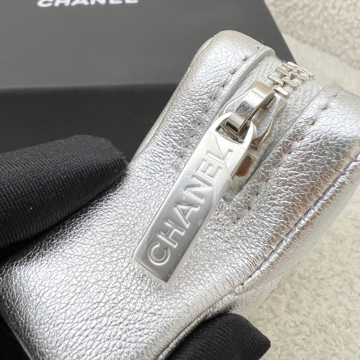 Chanel VIP Gift Star Pouch Charm in Iridescent Silver Lambskin and SHW