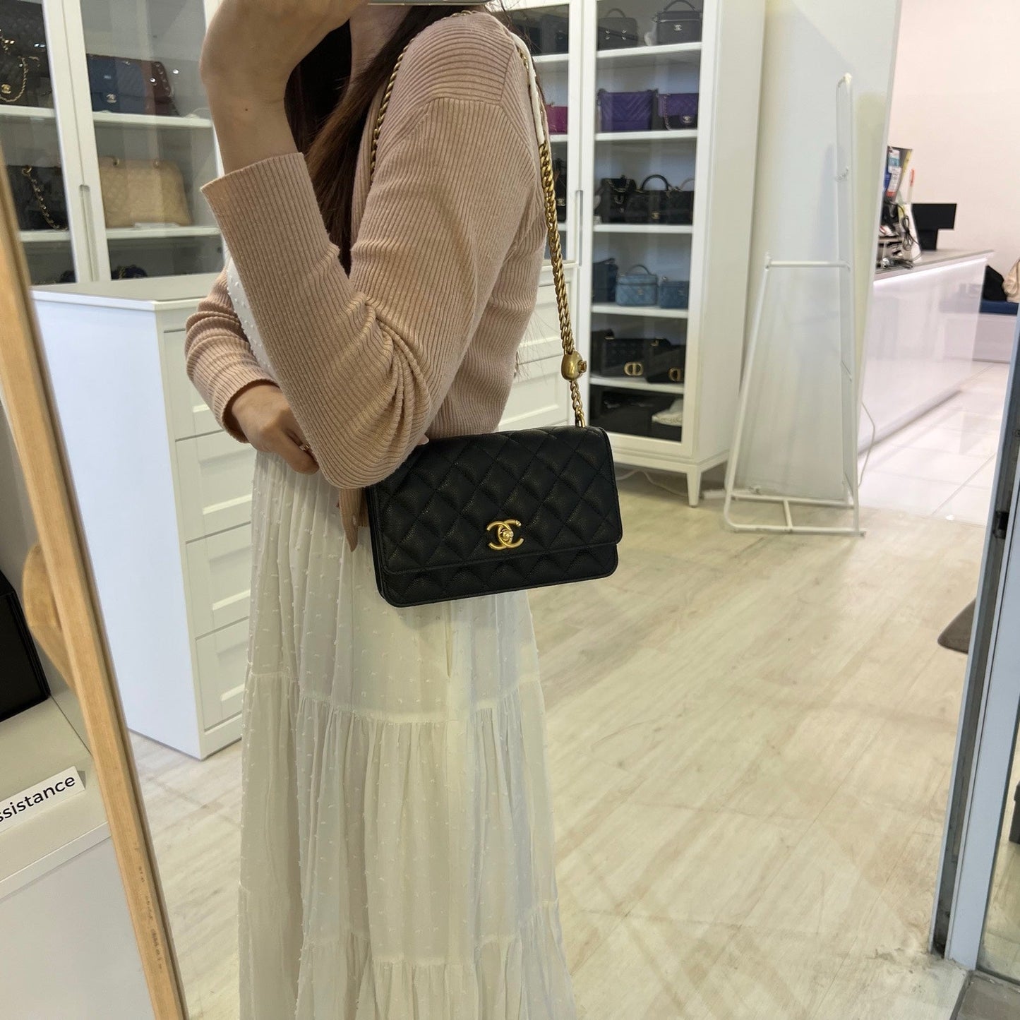 Chanel Heart Adjustable Wallet on Chain WOC in Black Caviar and AGHW (Model: ) Bag