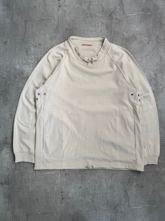 Prada Handbag Drawstring Collar Sweater Beige Large