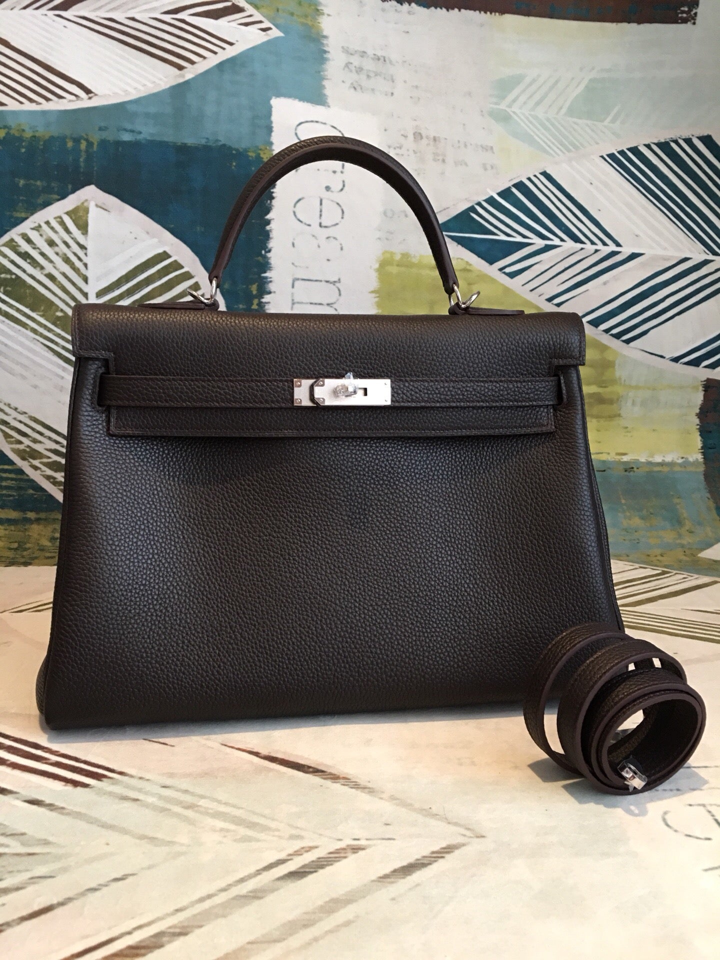 Top Quality Kelly Retourne Togo Pallatop Qualityum Black Travel Bag