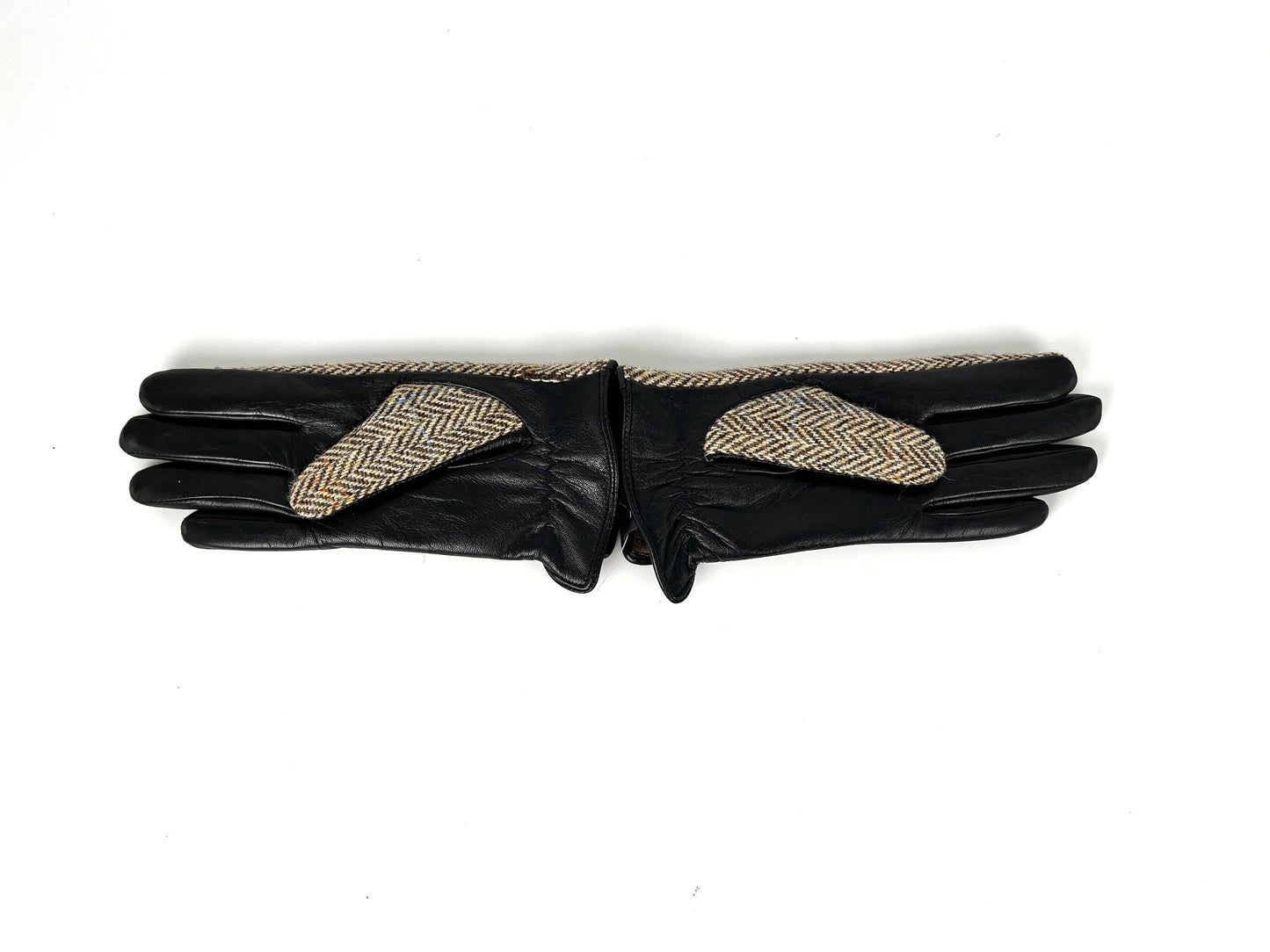 Chanel New CC Wool Leather Black Beige Gloves M Accessory