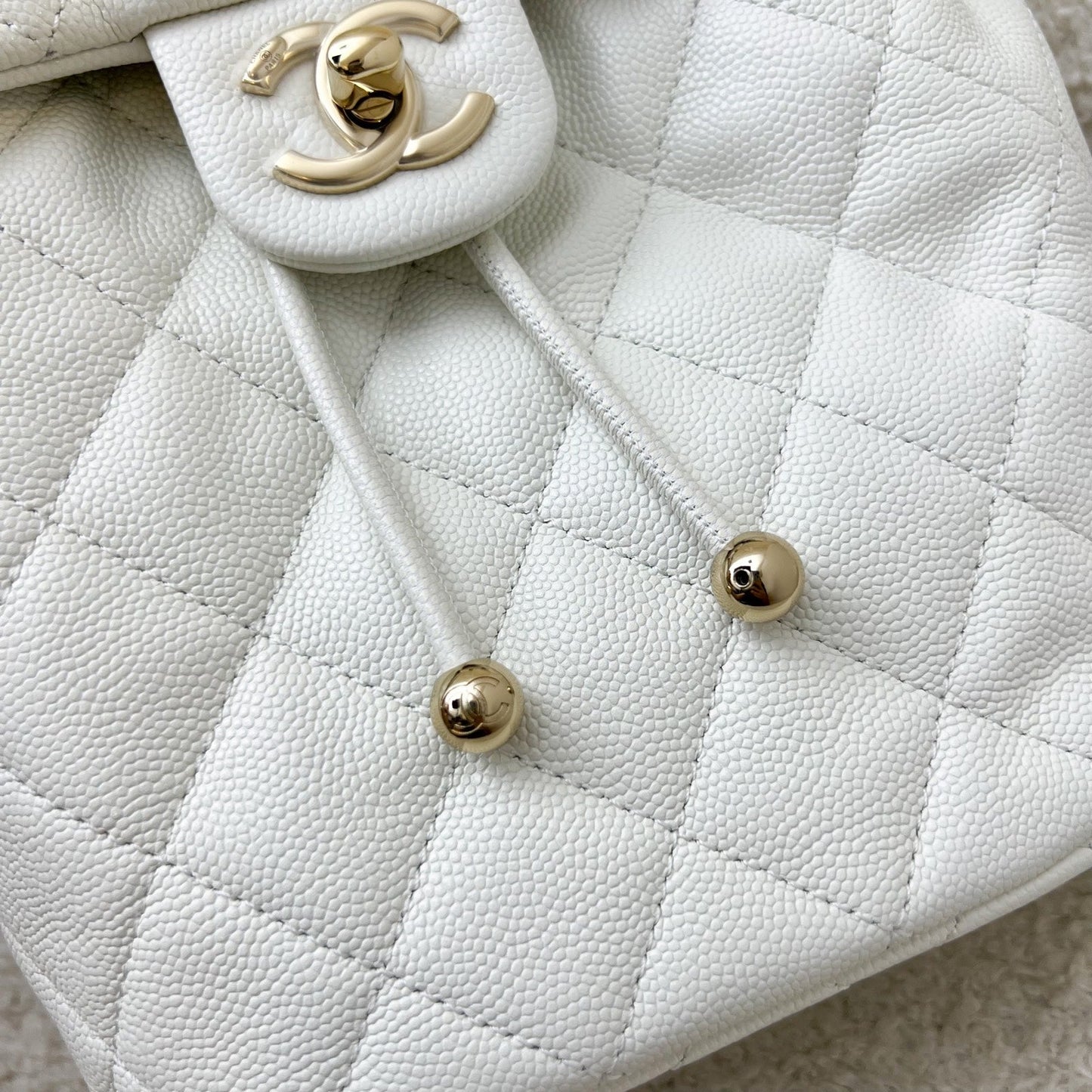 Chanel Urban Spirit Backpack in White Caviar and LGHW (Model: )