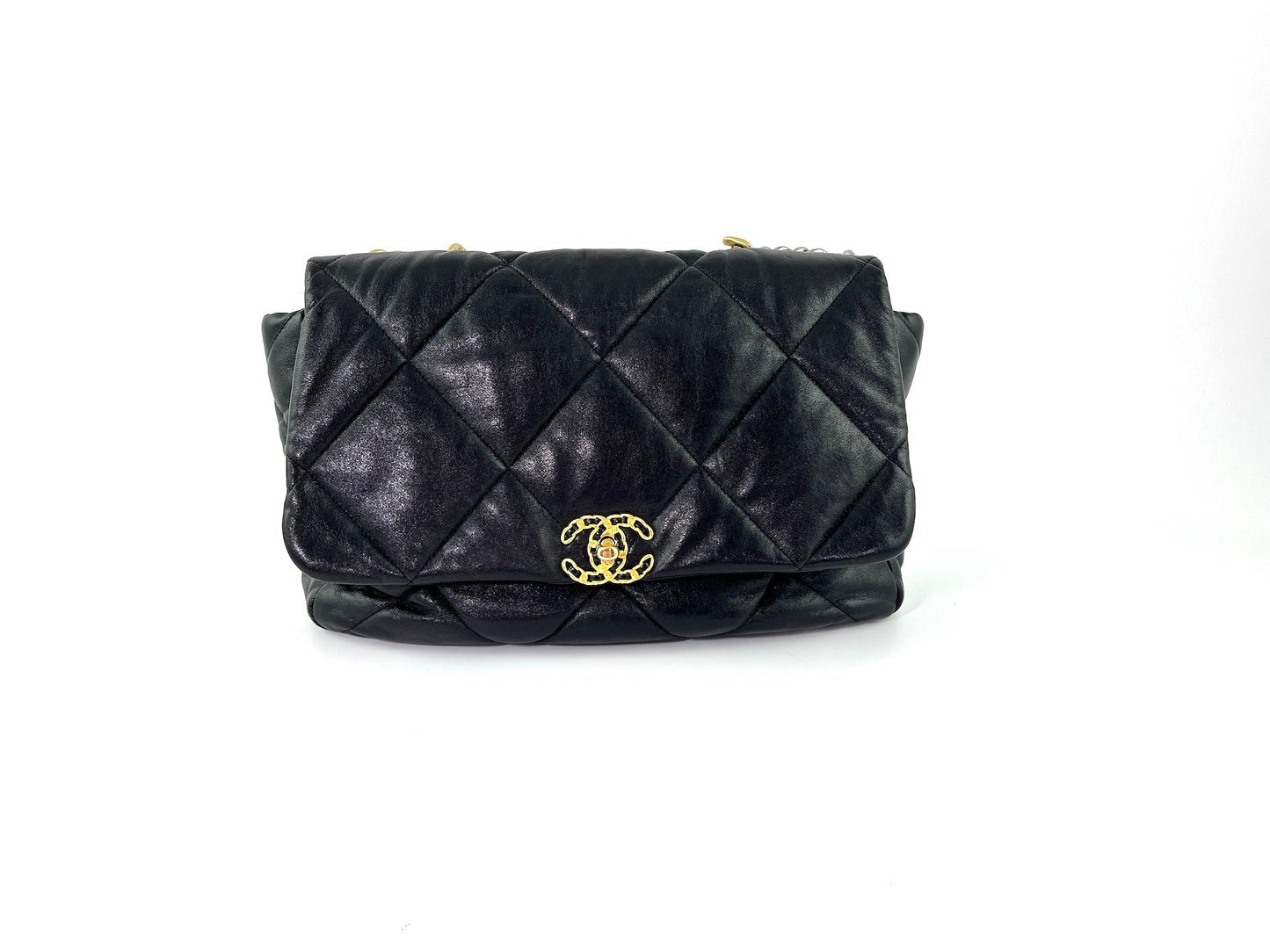 Chanel 19 Black Goatskin 2020 Chain Quilted Maxi Accessory