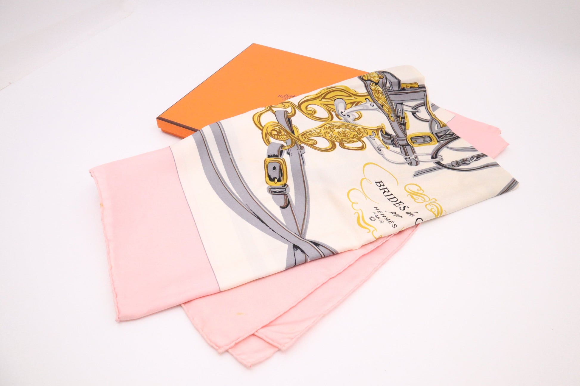 Hermes "Brides De Gala" Carre In Silk Handbag Pink Travel Bag