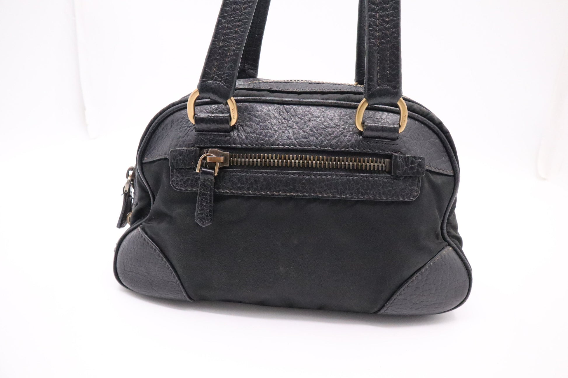 Prada Handbag In And Leather Nylon Travel Bag