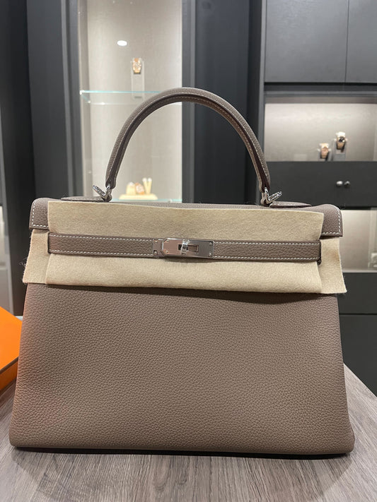 Gucci Hermes Kelly Togo Calfskin Retourne Etoupe Handbag Travel Bag