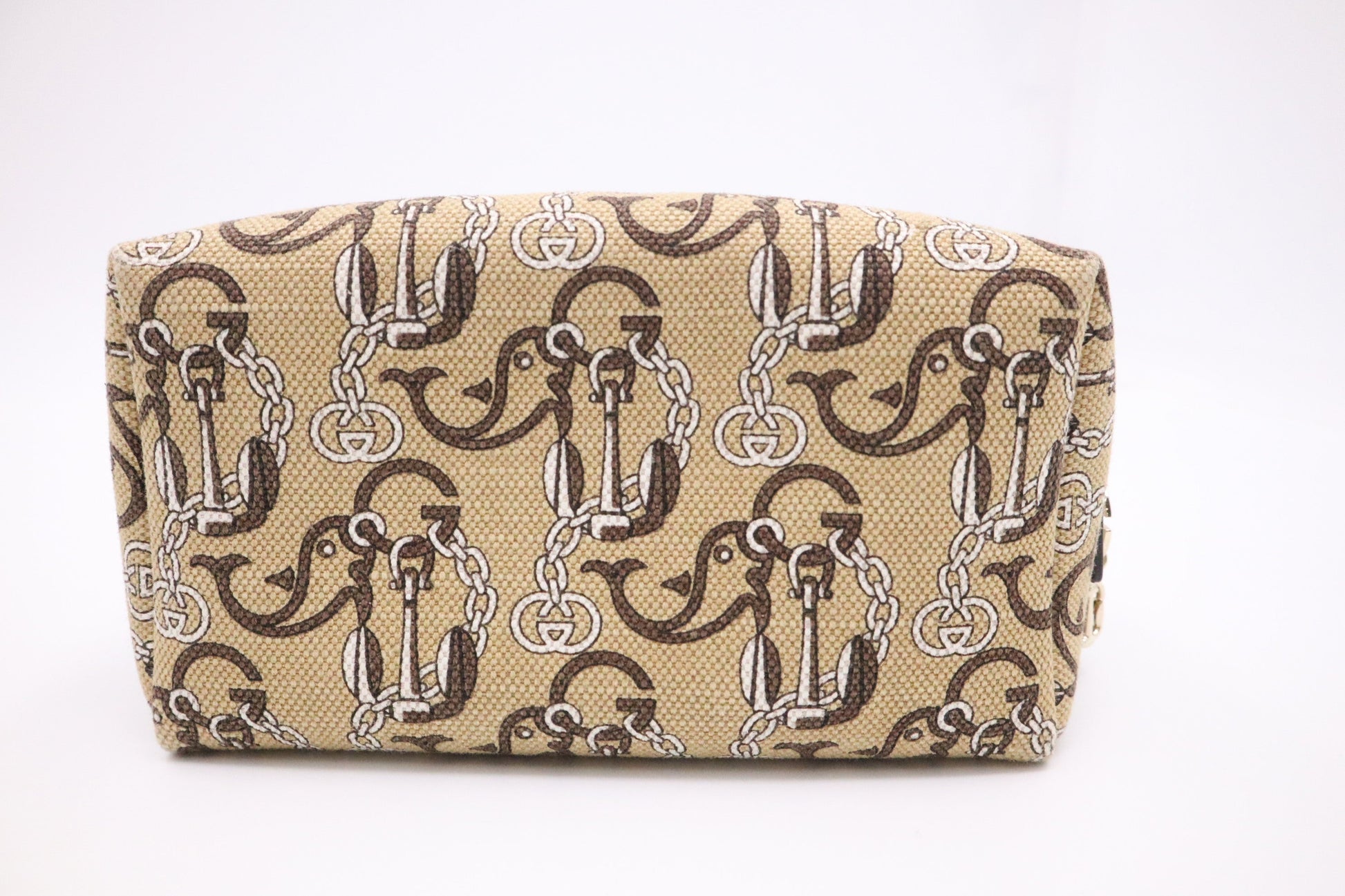 Gucci Anchor & Whale Pouch Leather Canvas Beige Cream Handbag