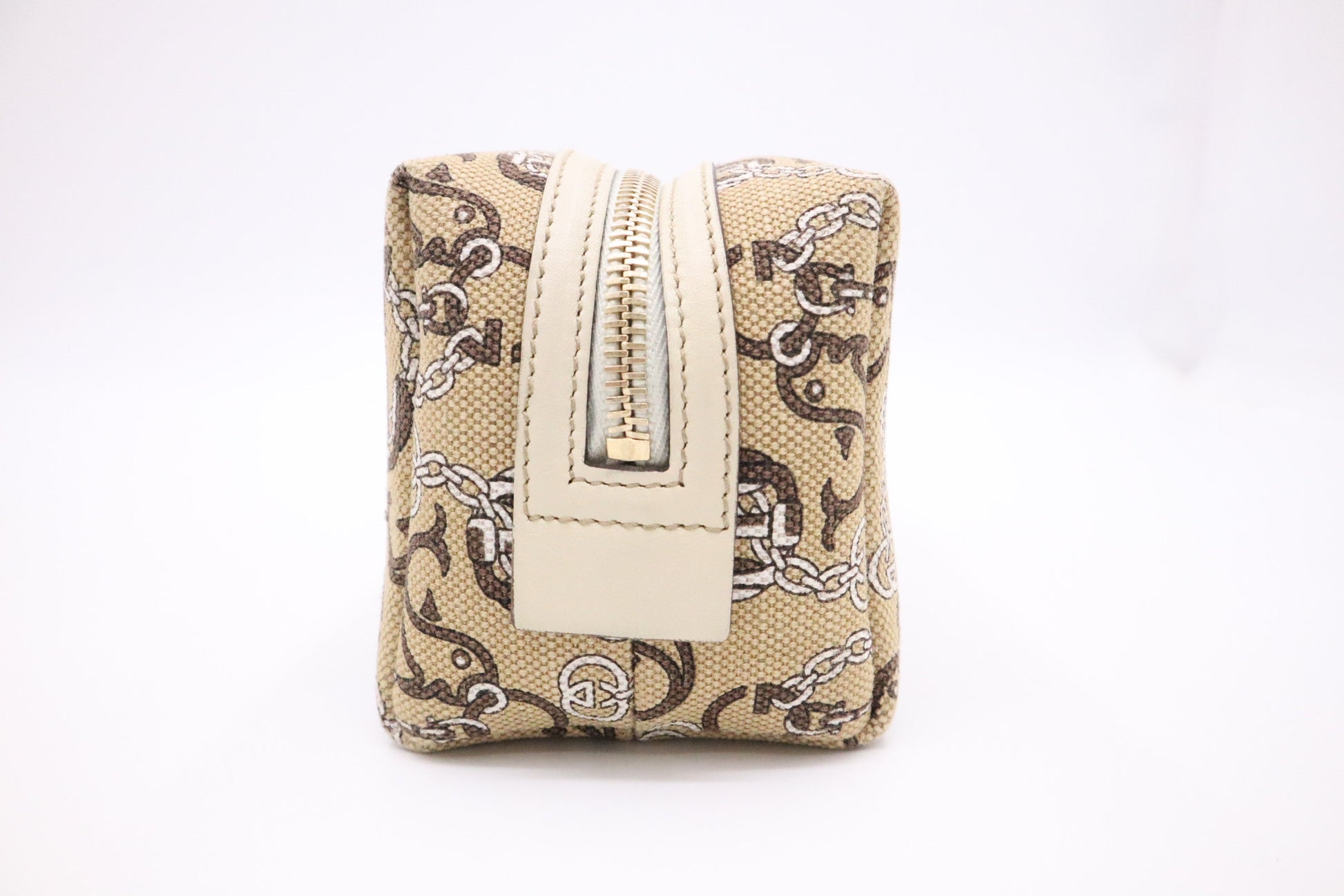 Gucci Anchor & Whale Pouch Leather Canvas Beige Cream Handbag