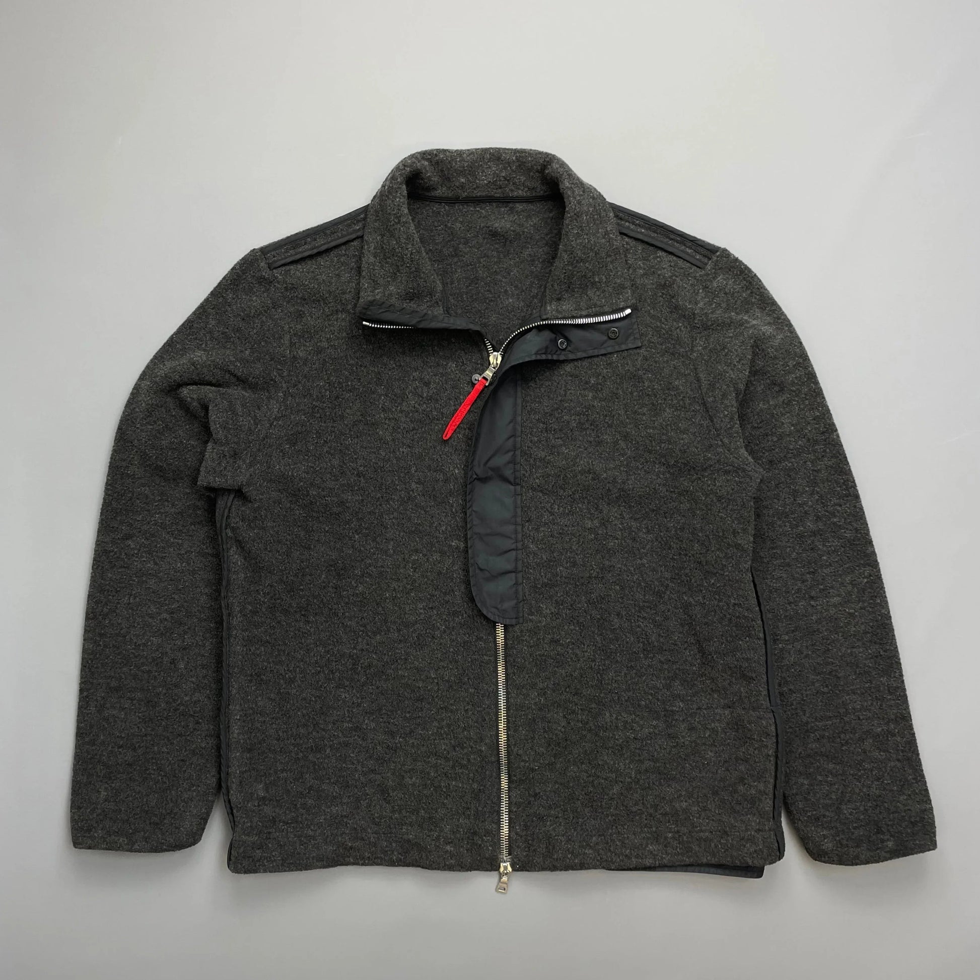 Prada Handbag Sport Grey Wool-Blend Fleece Jacket Gray