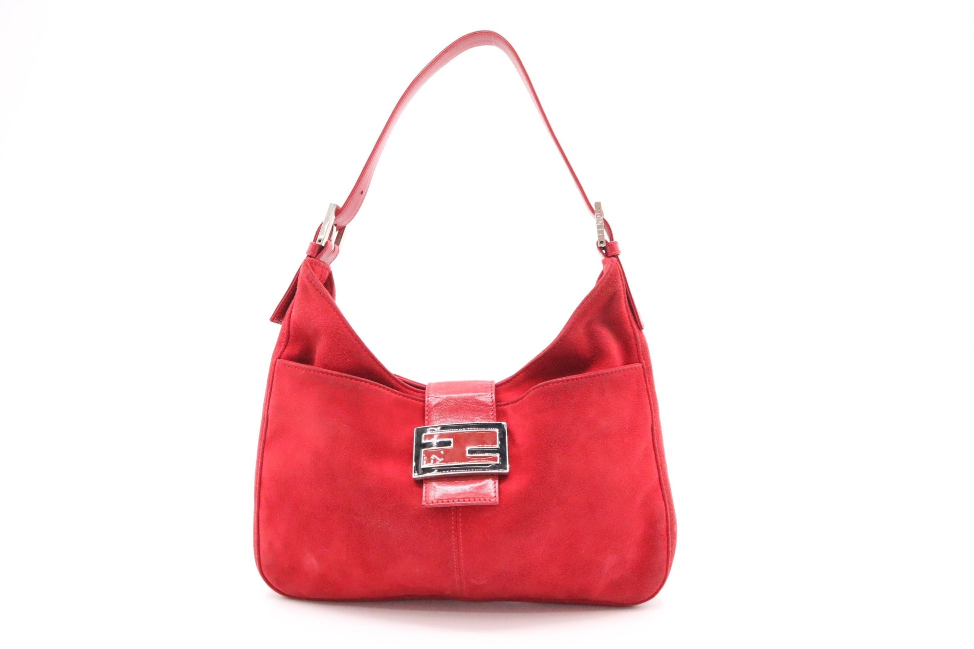 Fendi Shoulder Bag In Suede Red