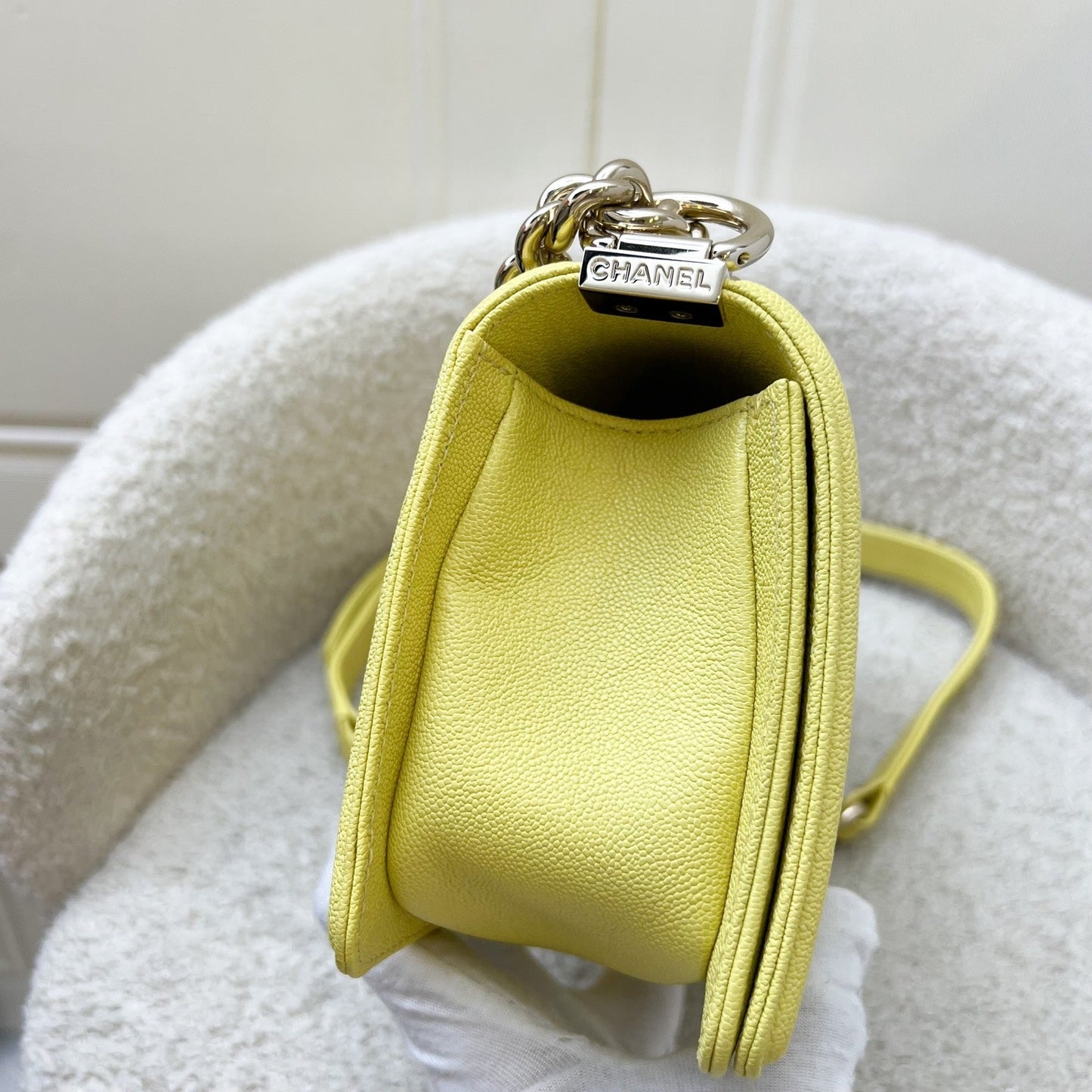 Chanel Small Boy Flap in Yellow Caviar and LGHW Accessory