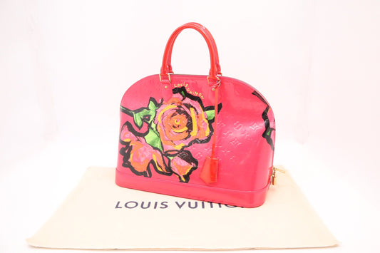 Louis Vuitton x Stephen Spro Alma Roses Pink GM Leather Vernis Handbag