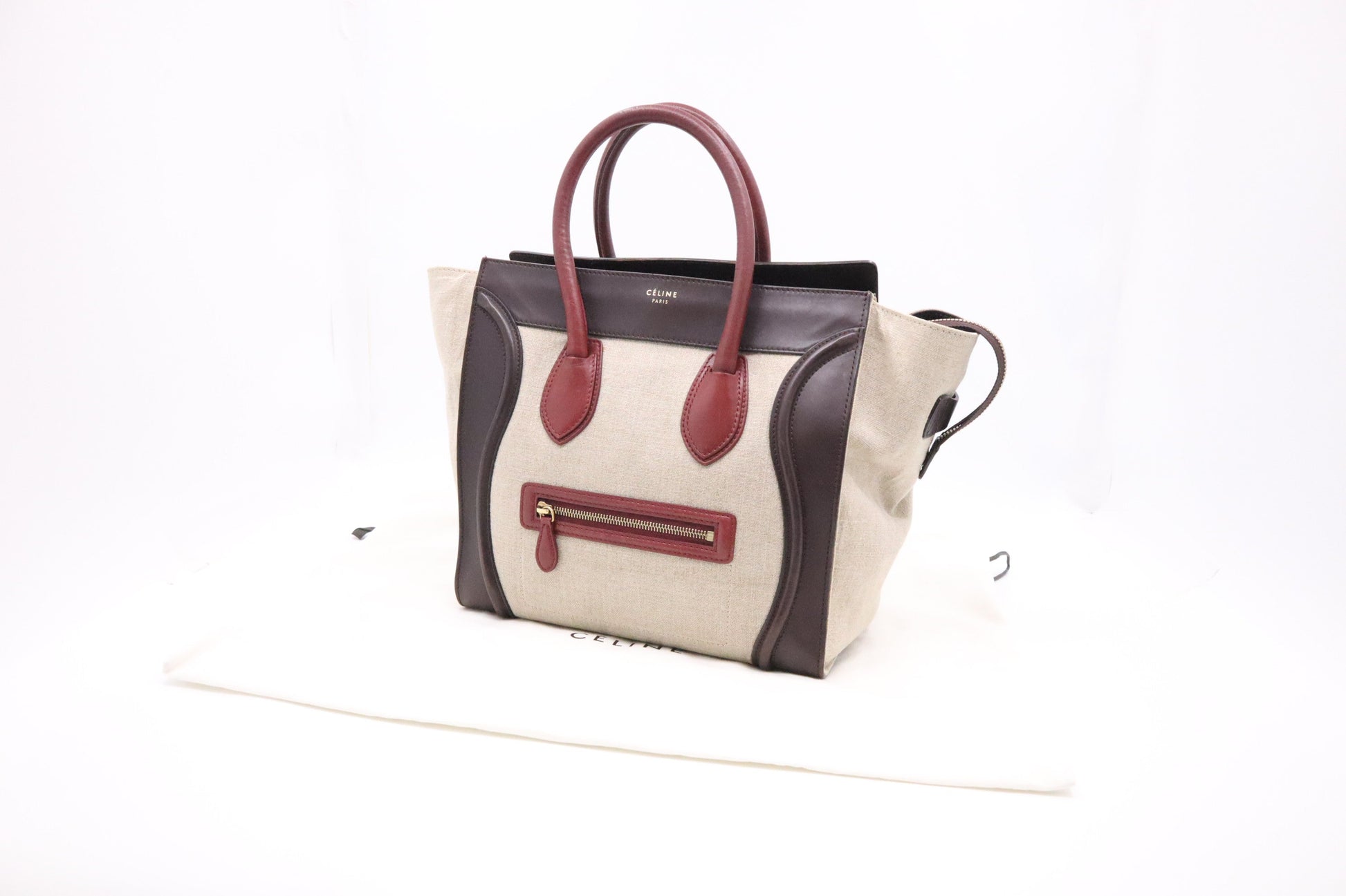 Celine Luggage In Handbag Canvas Beige Travel Bag