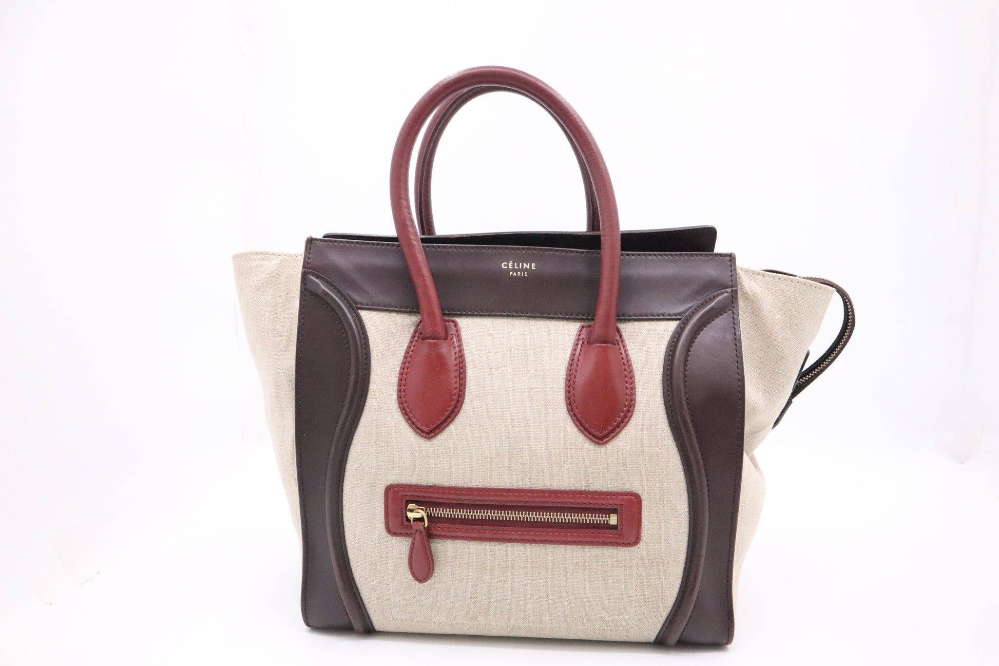 Celine Luggage In Handbag Canvas Beige Travel Bag