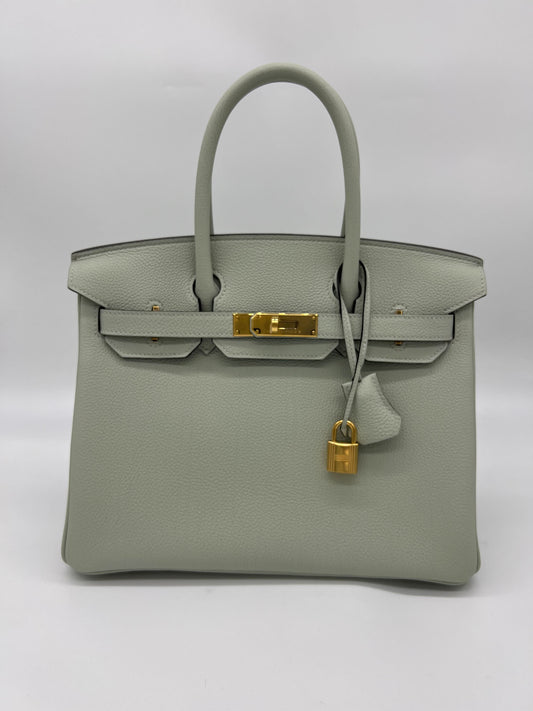 Gucci Hermes Birkin Veau Togo Gris Neve Hardware Handbag Gold Travel Bag