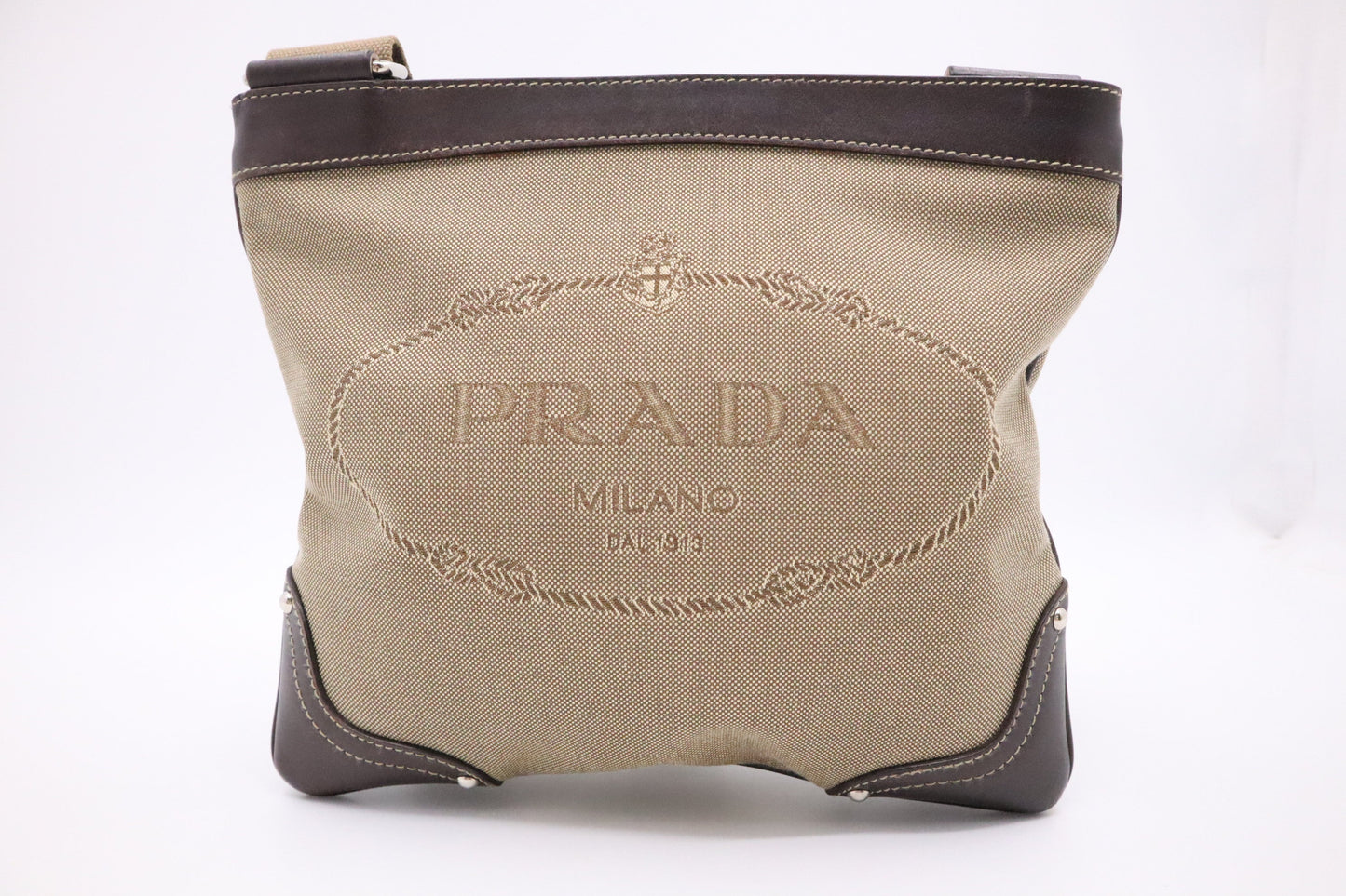 Prada Crossbody Bag In Light Canvas Brown