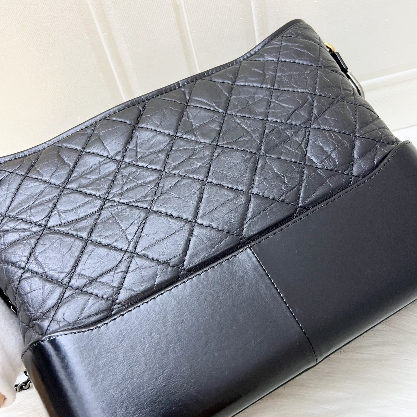 Chanel Medium (New Large) Gabrielle in Black Distressed Calfskin and 3 Tone HW Accessory