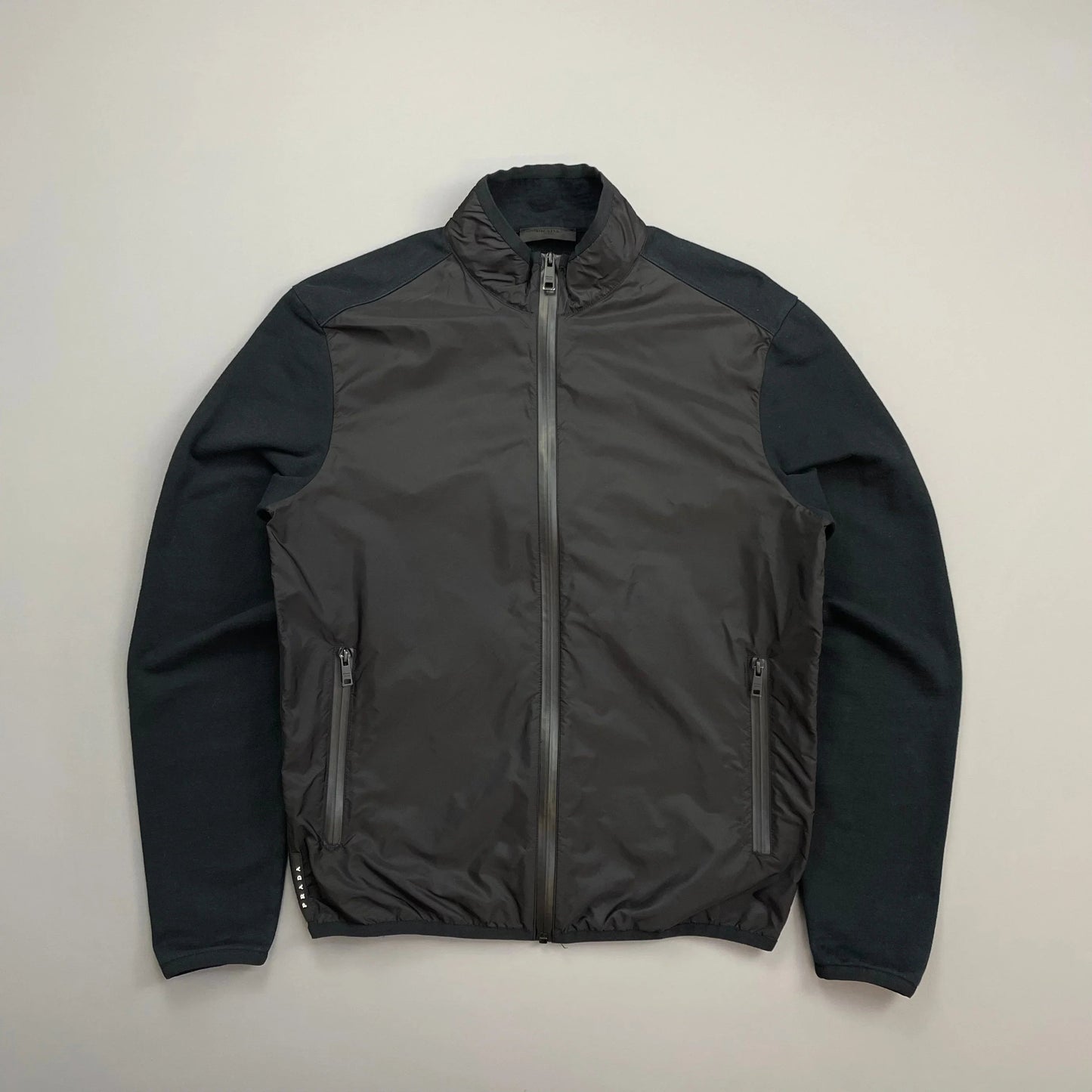 Prada Handbag Panelled Track Jacket Nylon Black