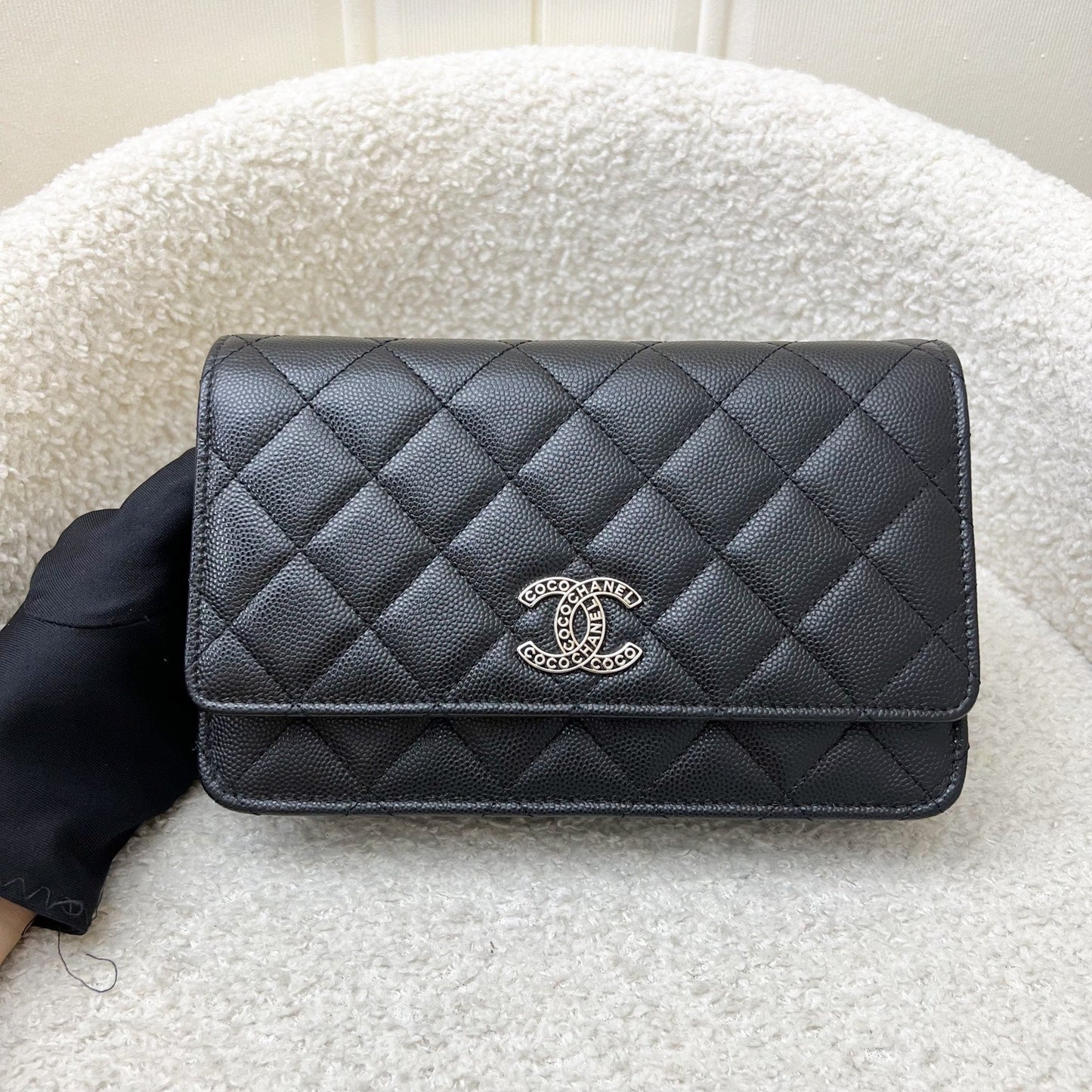 Wallet on Chain WOC in Black Caviar and SHW (Model: ) Bag Seasonal