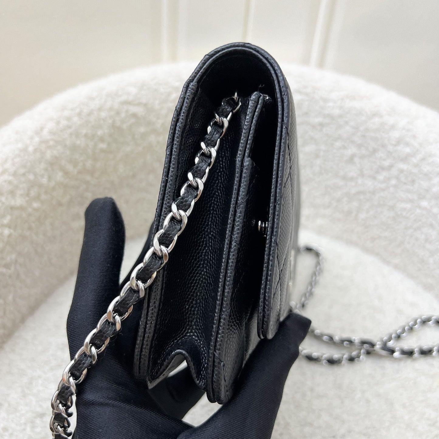 Wallet on Chain WOC in Black Caviar and SHW (Model: ) Bag Seasonal