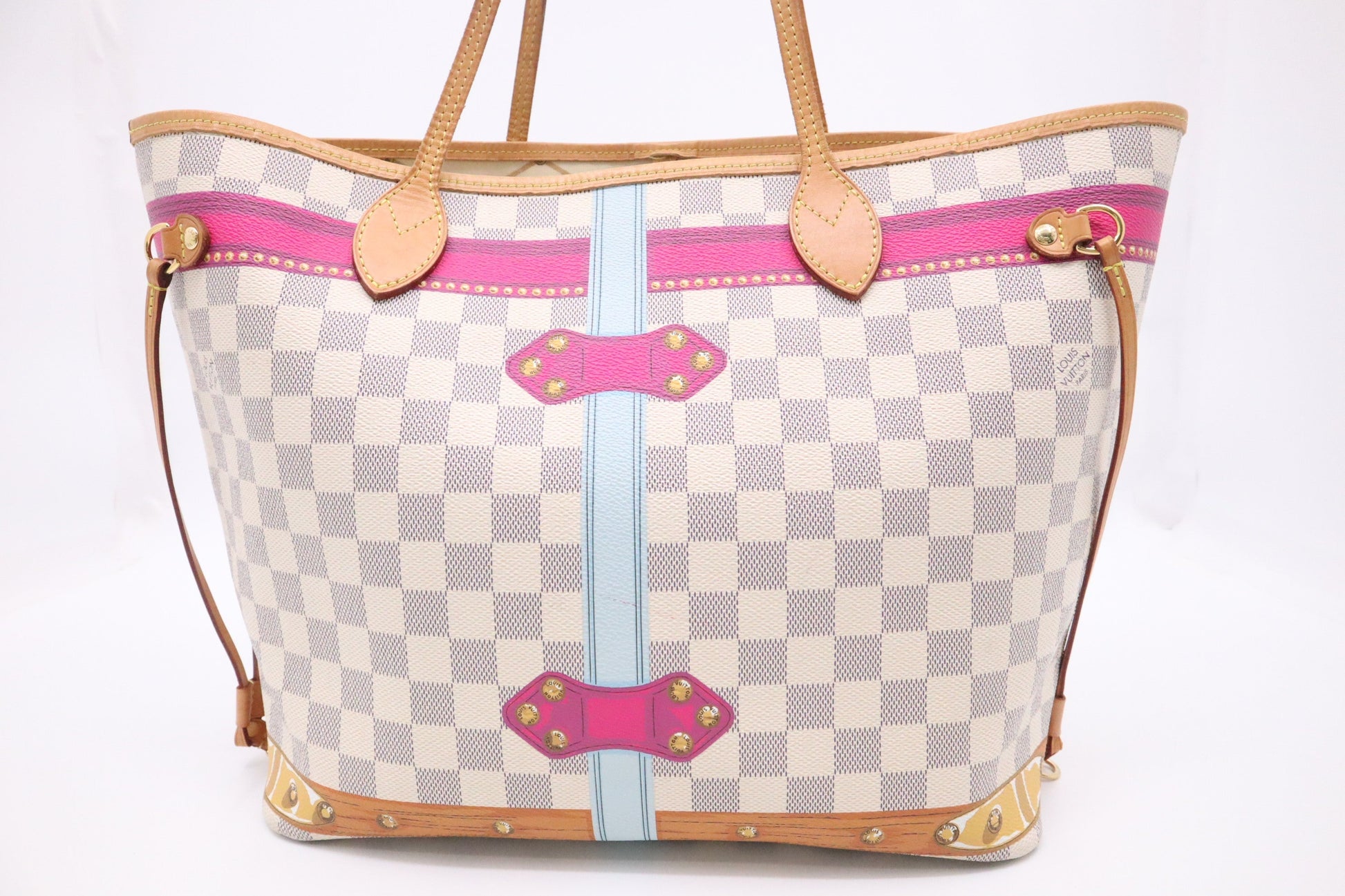Louis Vuitton Neverfull MM Hawaii Summer Trunks Damier Canvas Tote Bag
