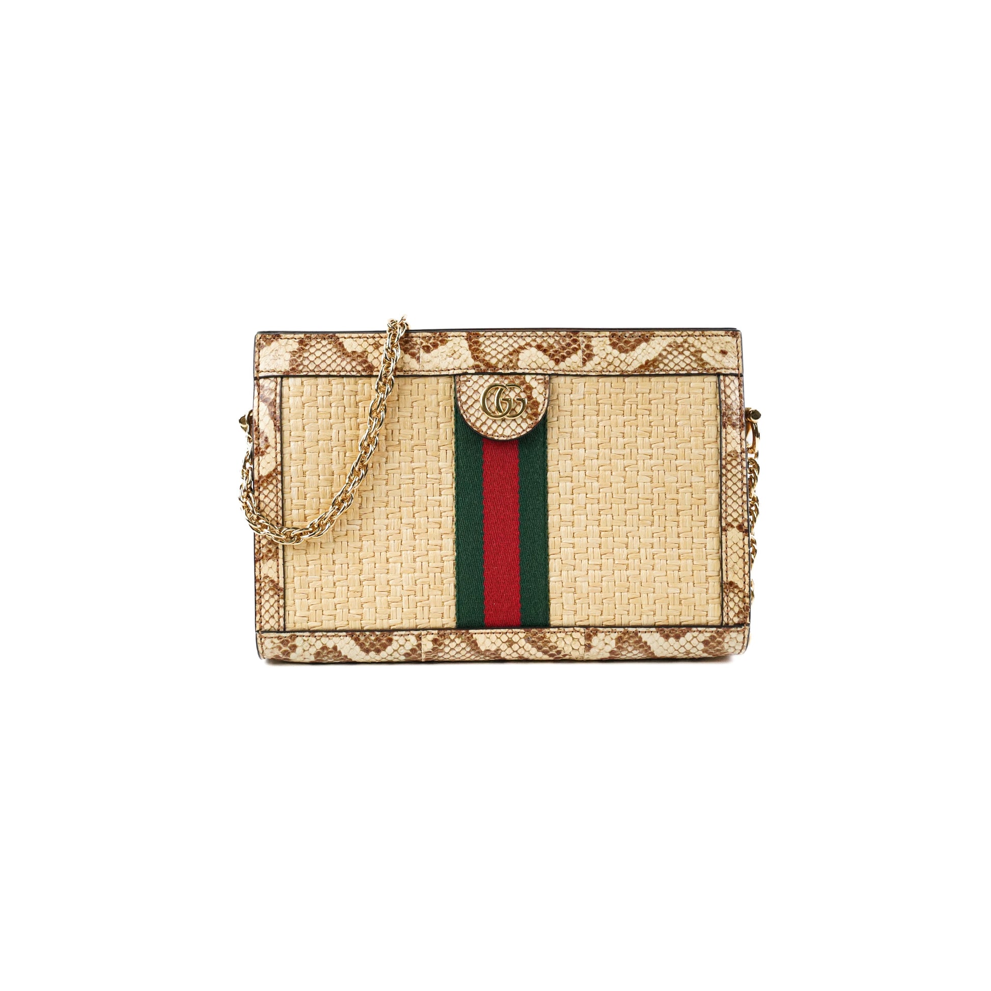 Gucci Ophidia Snakeskin Bag Raffia Travel Bag