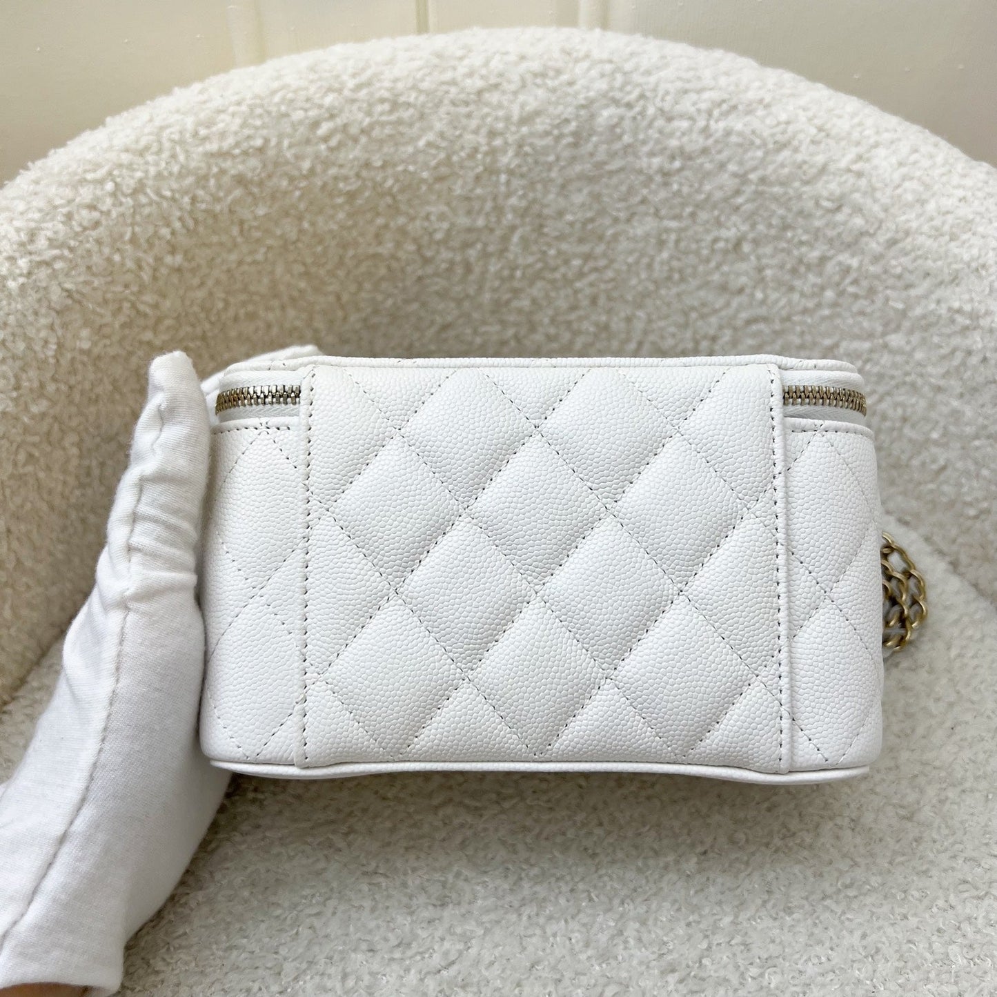 Chanel Classic Small Vanity in White Caviar and LGHW (Model: )