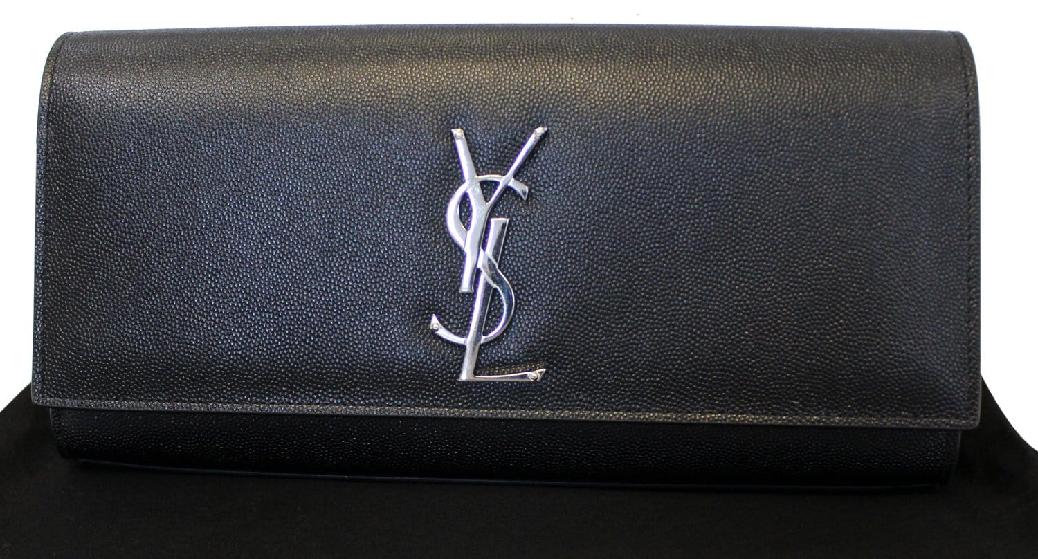 YSL Saint Laurent Saint Kate Clutch Leather Black Clutch Bag Clutch E4556