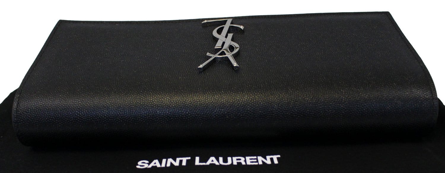 YSL Saint Laurent Saint Kate Clutch Leather Black Clutch Bag Clutch E4556