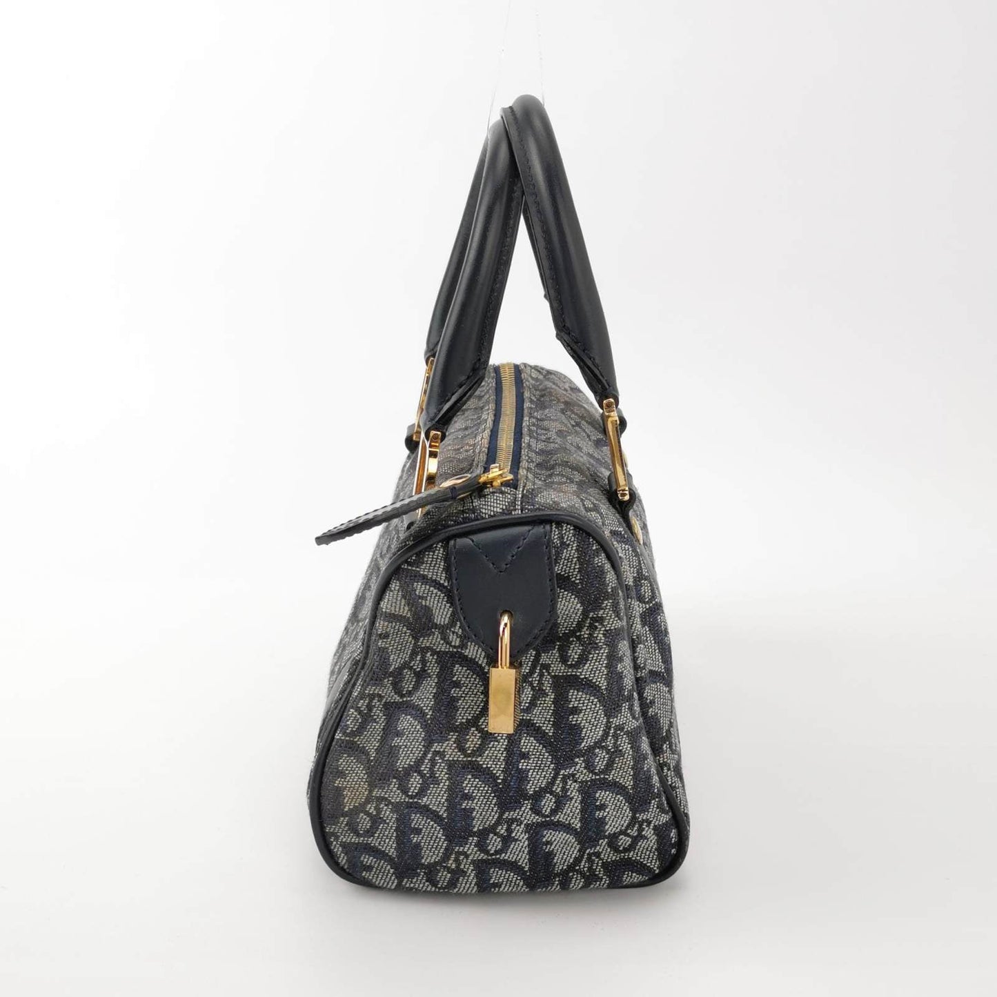 Dior Christian Trotter Boston Cloth Oblique Handbag Black Mini Travel Bag