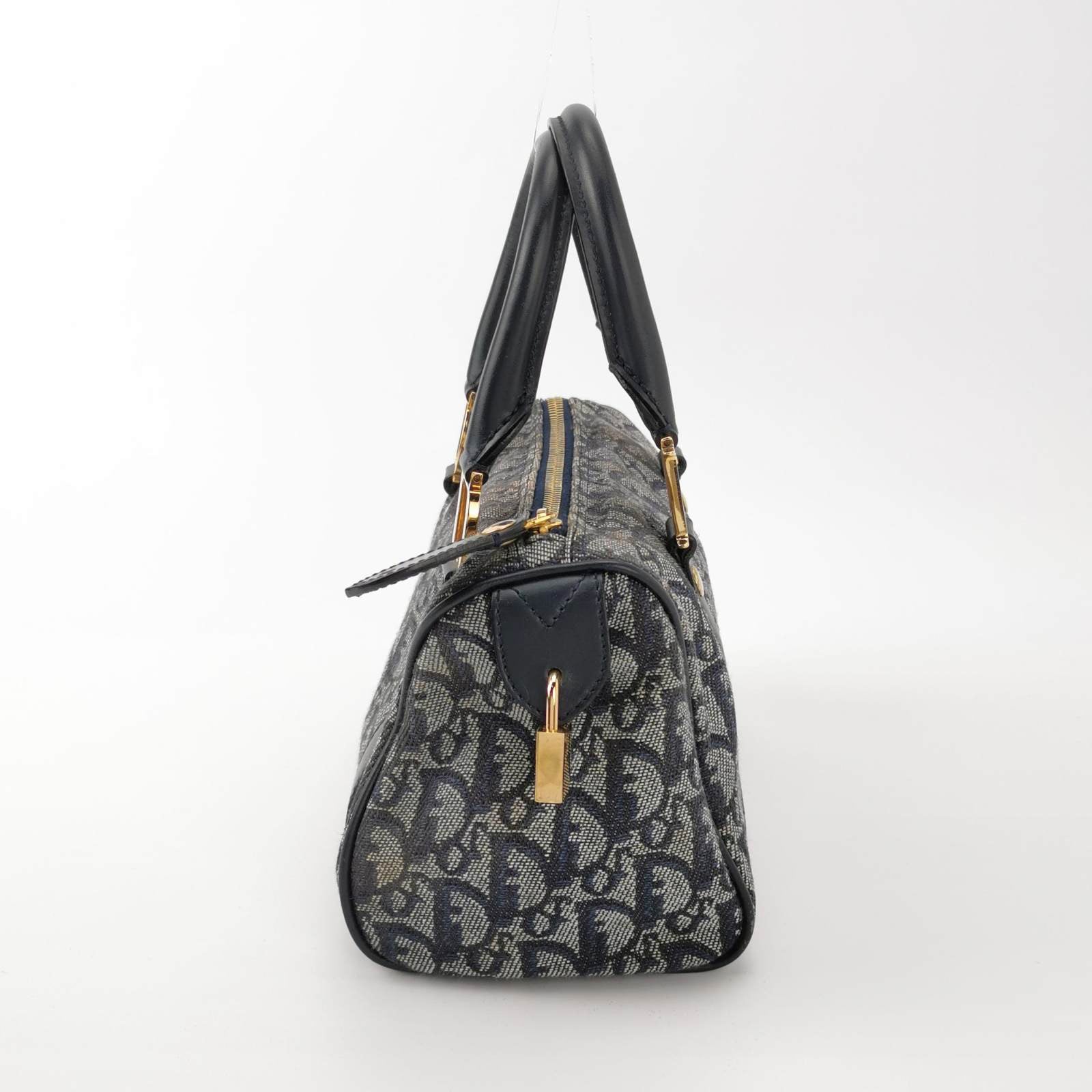 Dior Christian Trotter Boston Cloth Oblique Handbag Black Mini Travel Bag