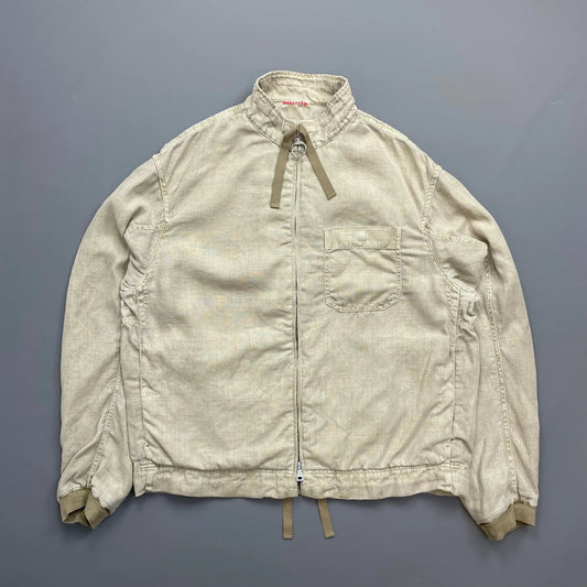 Prada Handbag Linen -Through Lightweight Jacket Beige Zip