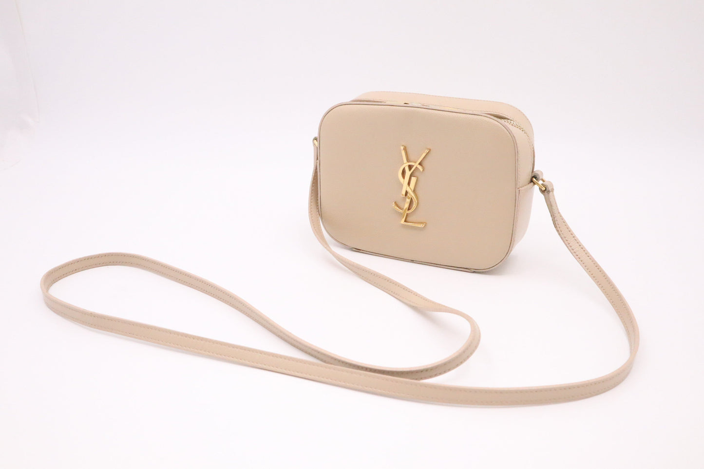 YSL Saint Laurent Crossbody Bag In Pebbled Leather Beige
