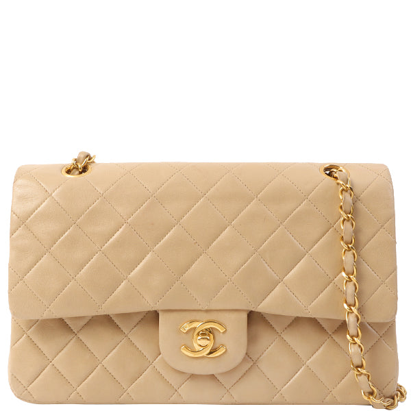 Chanel Around 1995 Made Classic Flap Chain Bag Beige
