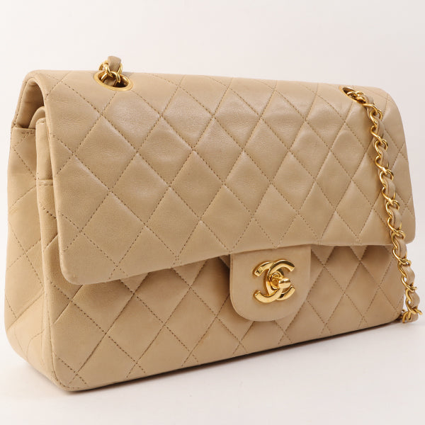 Chanel Around 1995 Made Classic Flap Chain Bag Beige