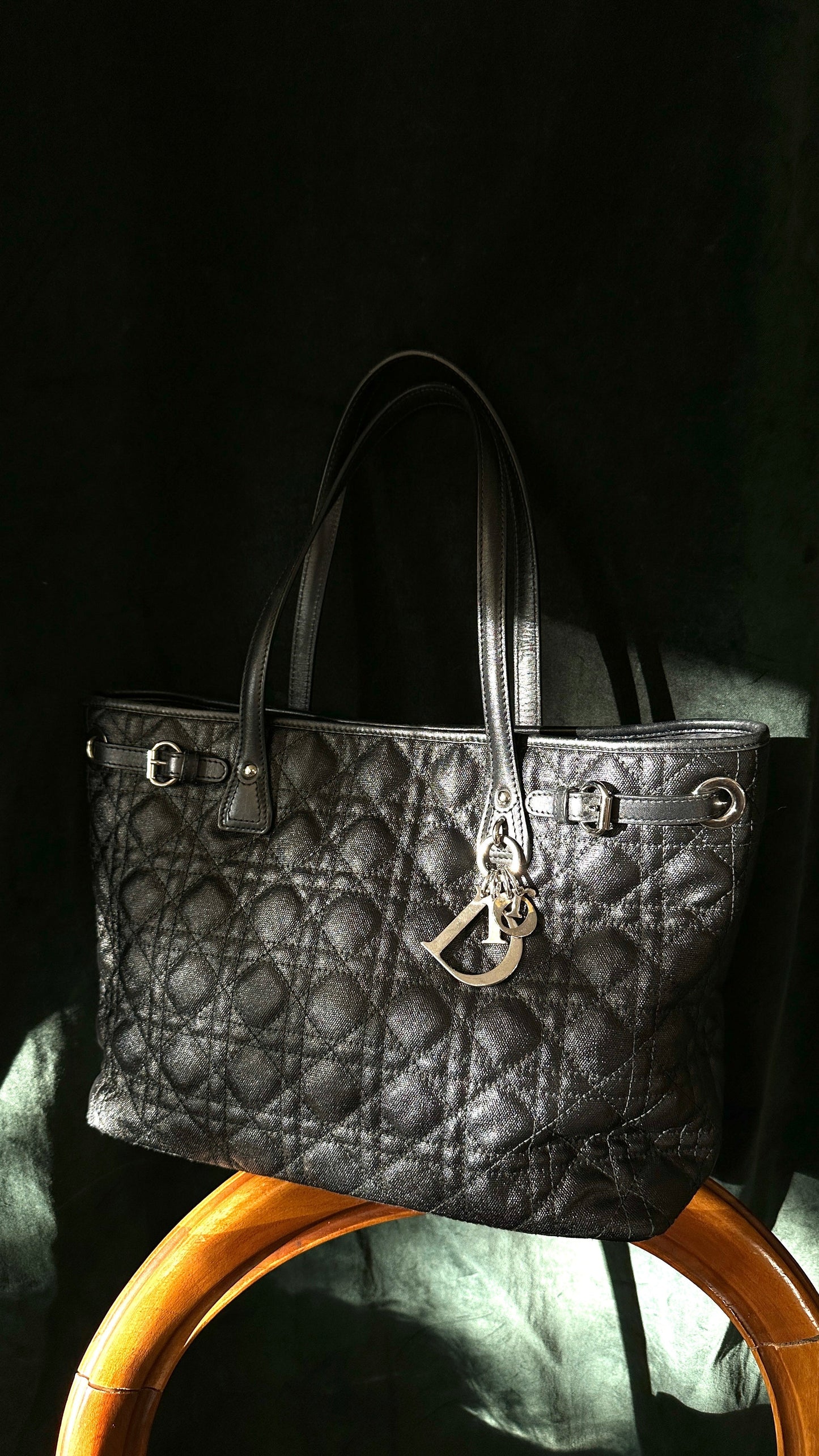 Dior Tote Bag Panarea Cannage Tote Black