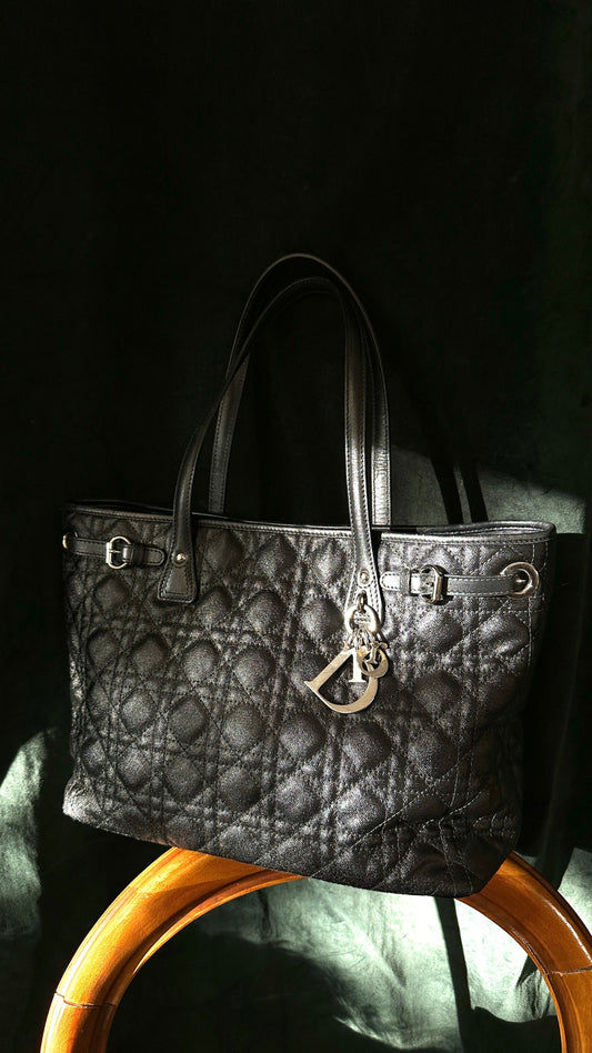 Dior Tote Bag Panarea Cannage Tote Black