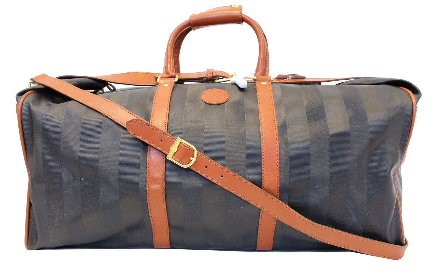 Fendi Stripes Boston Travel Bag Black