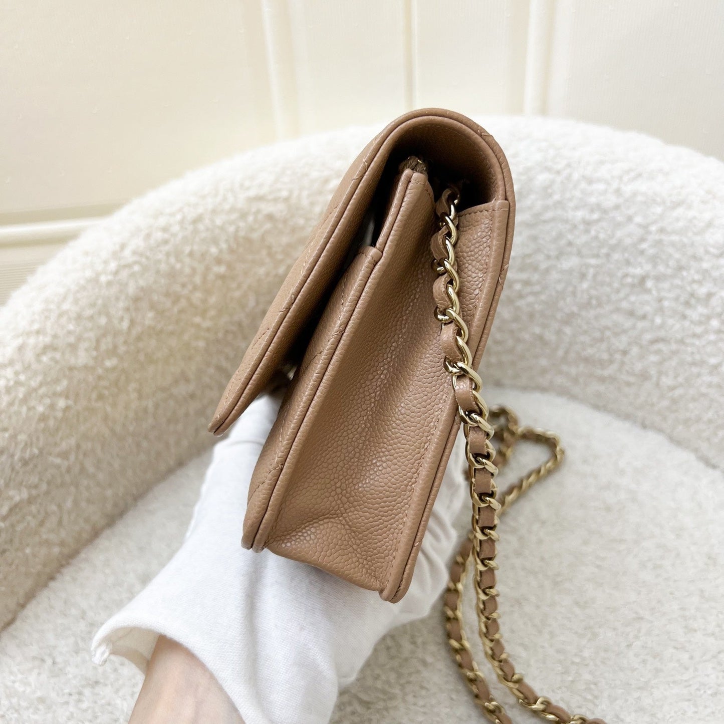 Chanel Classic Wallet on Chain WOC in Dark Beige Caviar and LGHW (Model: ) Bag
