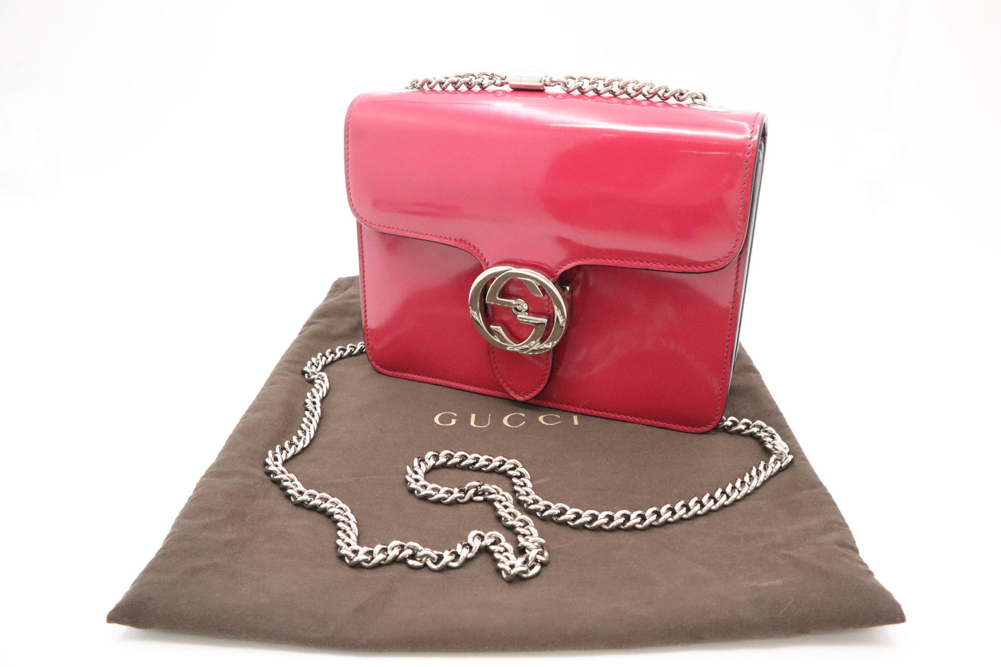 Gucci Petunia Leather Patent Pink Shoulder Bag