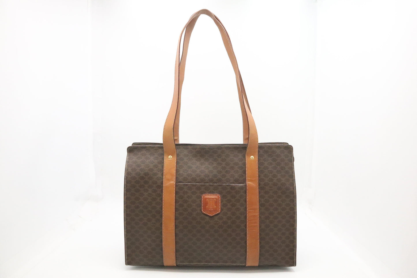 Celine Tote Bag In Macadam Canvas Brown