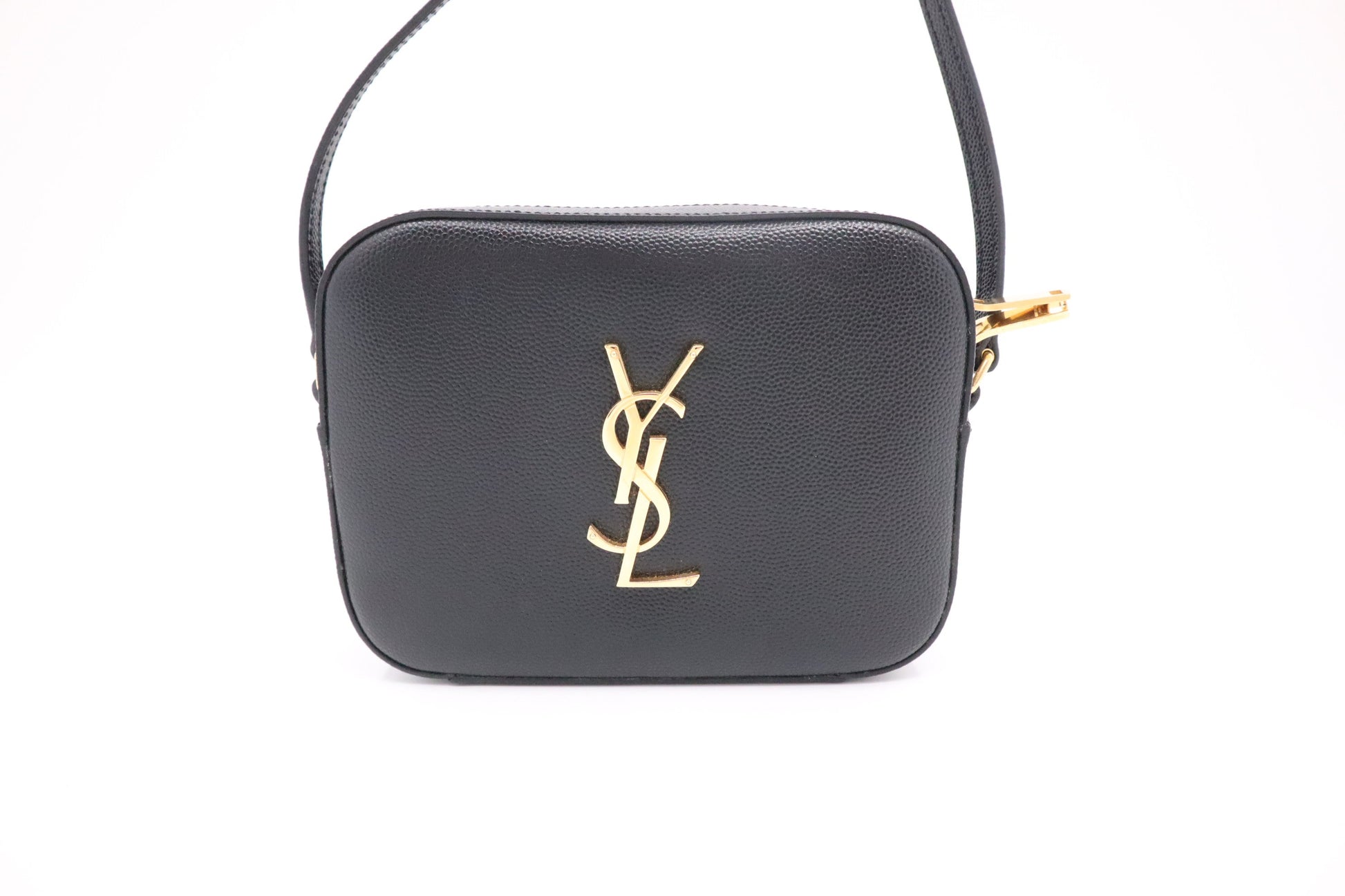 YSL Saint Laurent Lou Camera Bag In Grain De Poudre Leather Black Crossbody Bag